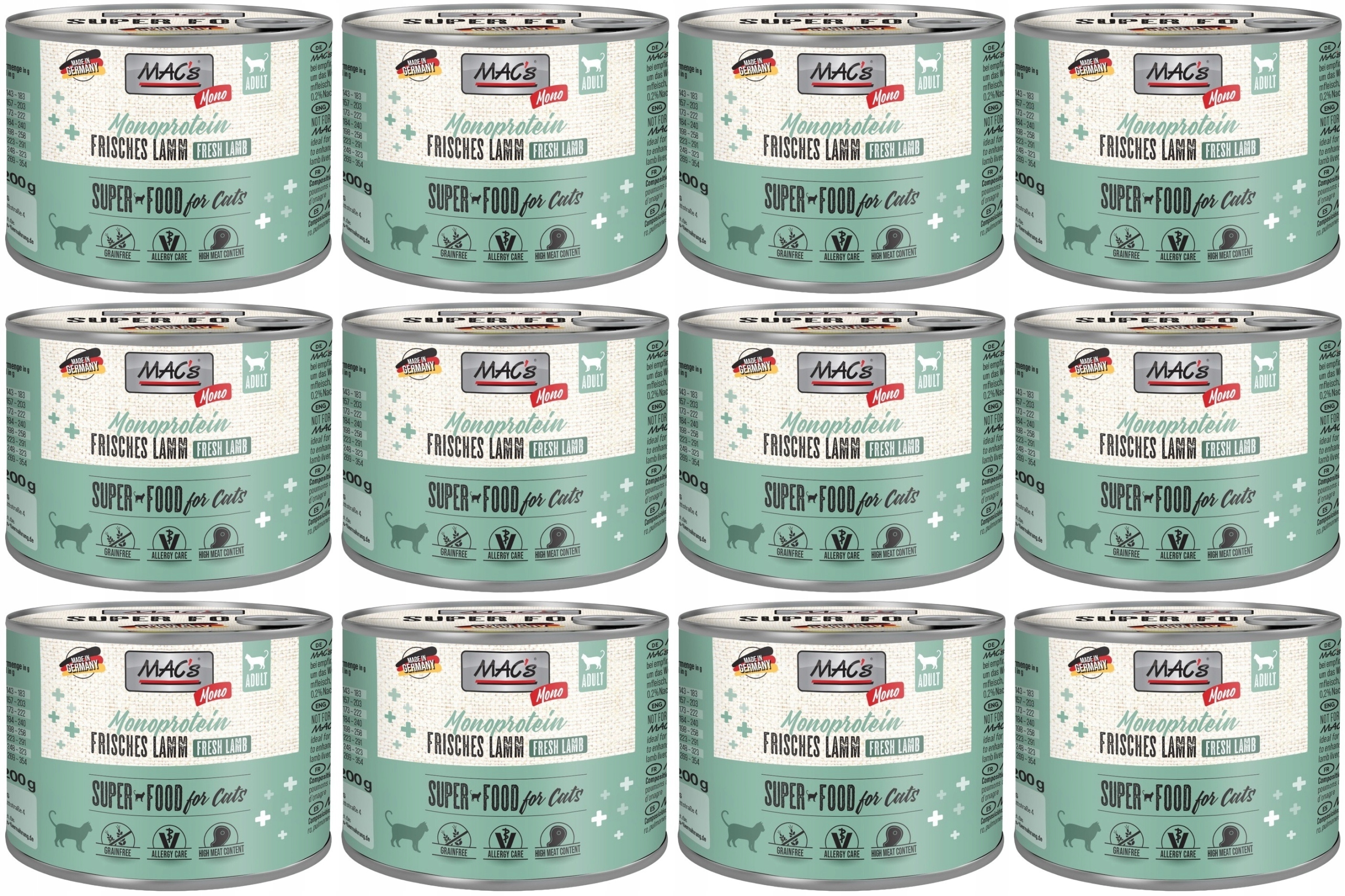 Levně MAC's Cat Monoprotein Jehněčí 12 x 200 g