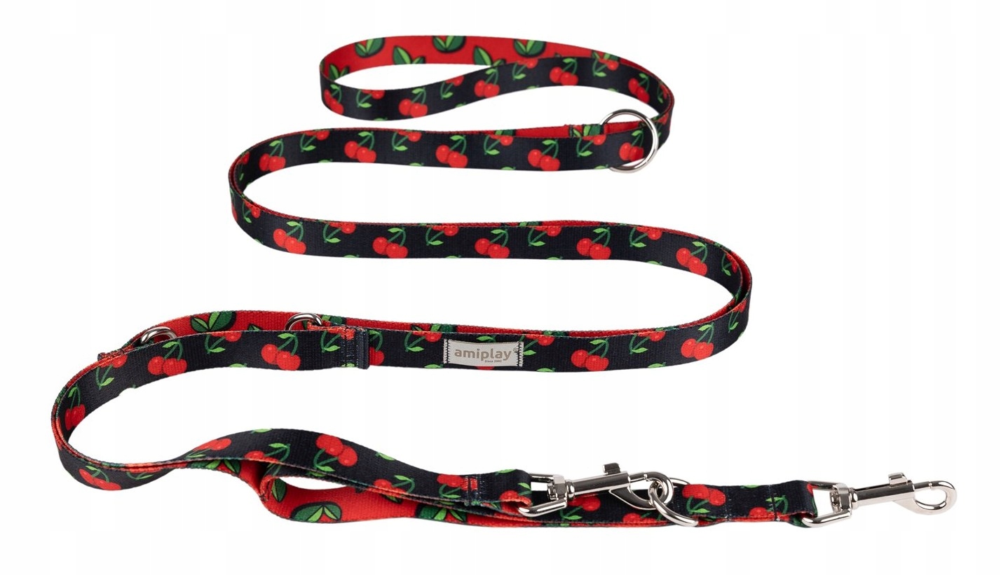 Smycz Regulowana 8in1 Be Happy Cherry roz. M 200-400 x 2 cm Amiplay