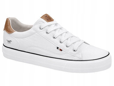 Kultowe Trampki Mustang 1272-307-1 r.39 Białe Jeans Canvas Denim Półtrampki