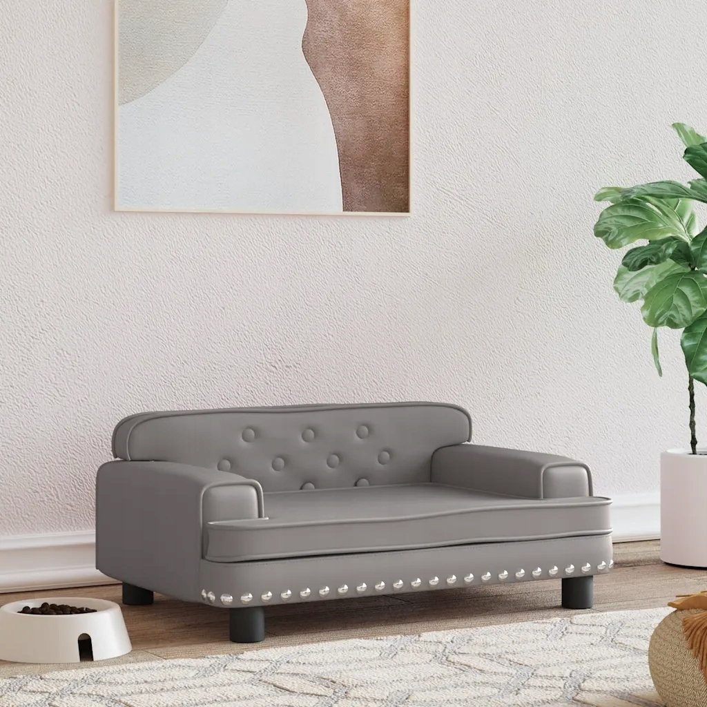 Levně vidaXL Pelíšek pro psy šedý 70 x 45 x 30 cm umělá kůže