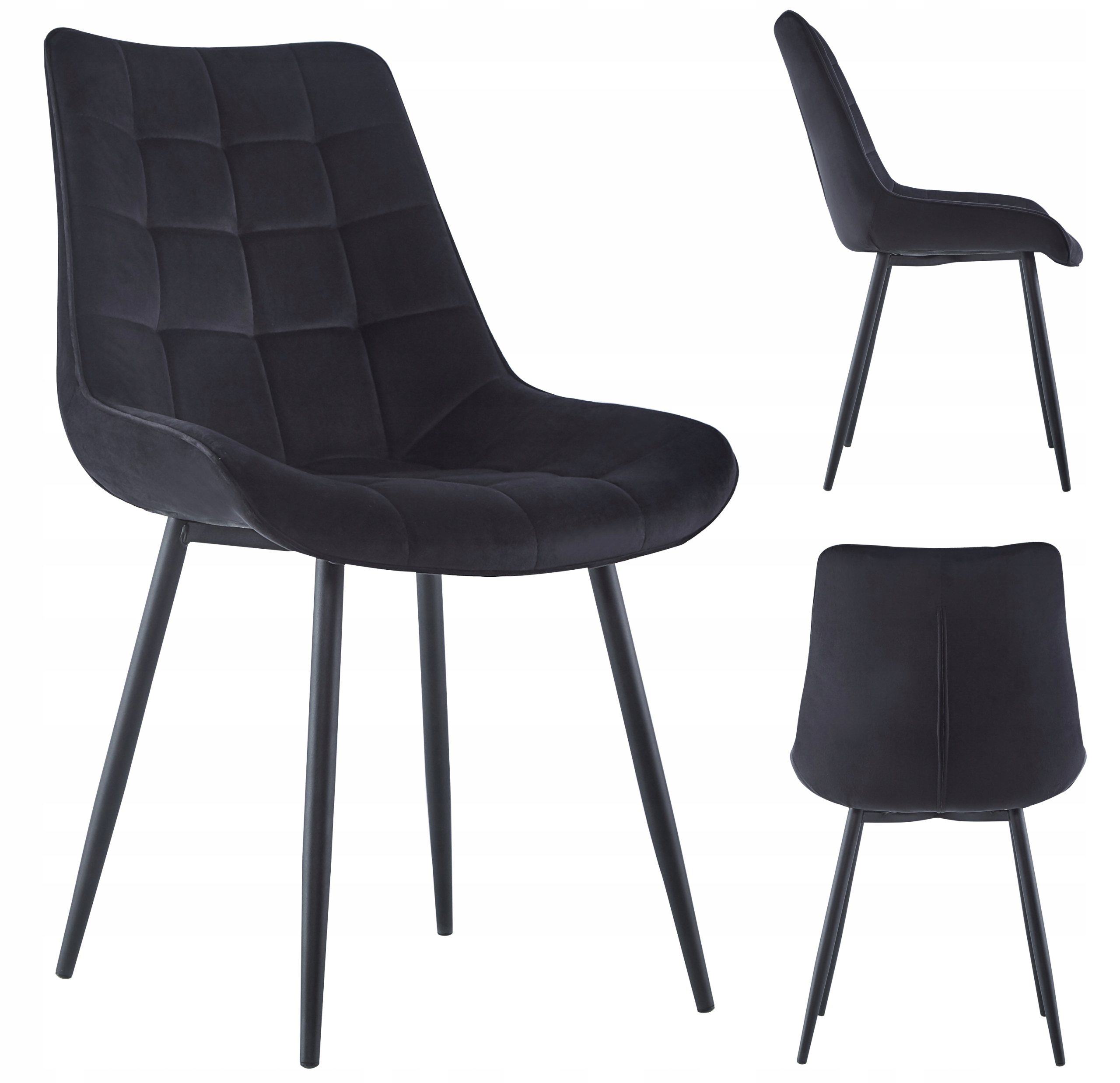 Krzesło Tapicerowane Welurowe Velvet Czarne Nogi Metalowe W Całości 017