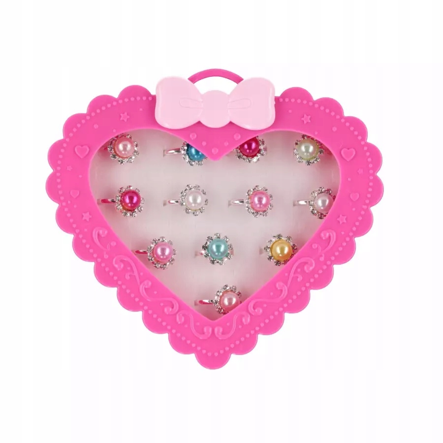 PRSTENE S PERLAMI V SRDIEČKU PRE DIEVČATKO, FAREBNÉ PERLY Materiál Plast