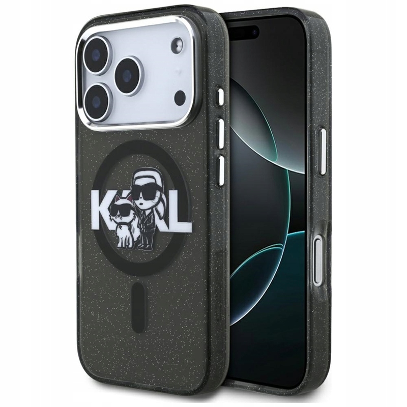 Karl Lagerfeld IML Glitter Karl & Choupette Sketch Logo MagSafe Pouzdro pro iPhone