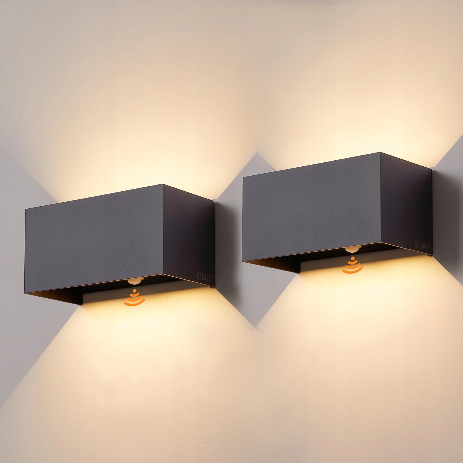Lampa Zewnętrzna Z Czujnikiem Ruchu Up Down Antracyt 2 Sztuki CELAVY