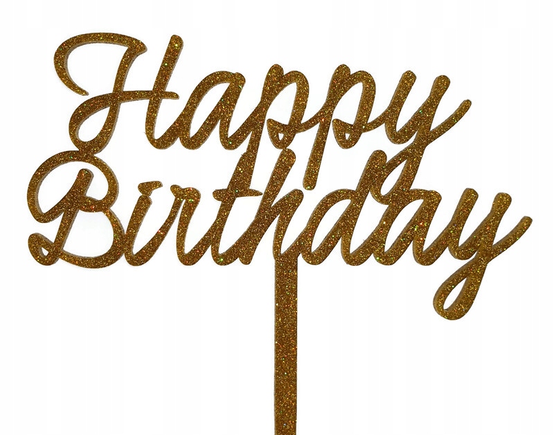 

Topper urodzinowy Happy Birthday złoty brokat