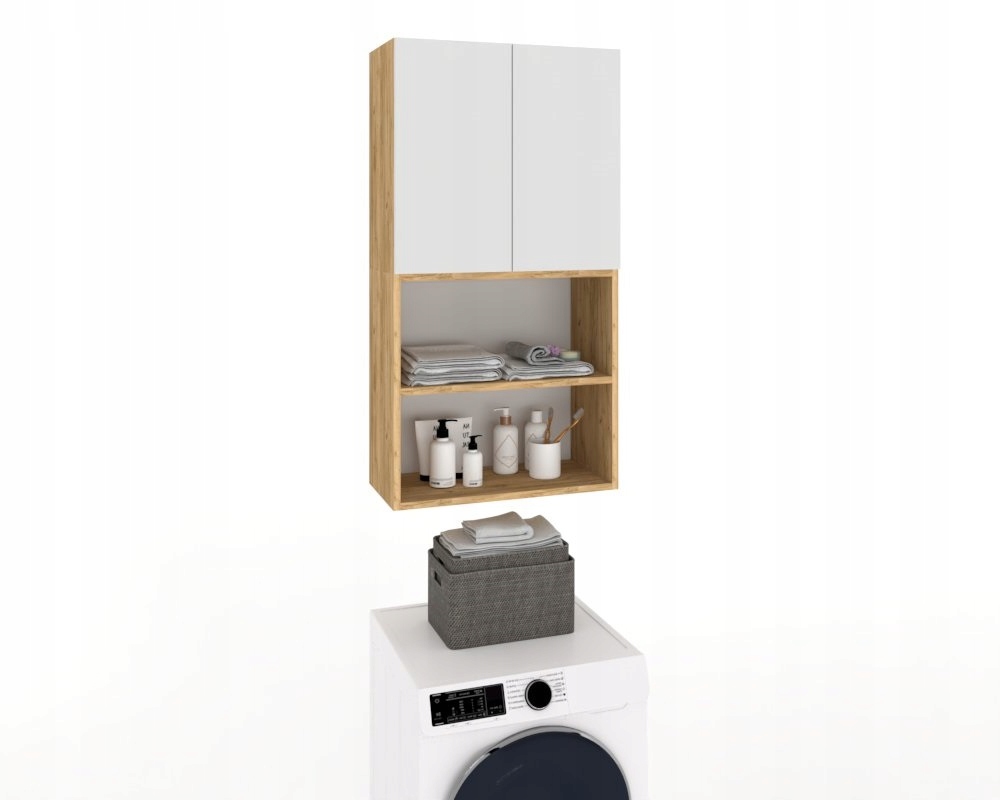 Koupelnová skříňka Závěsná police nad pračku Karo 60 Dub Craft Bílý Mat