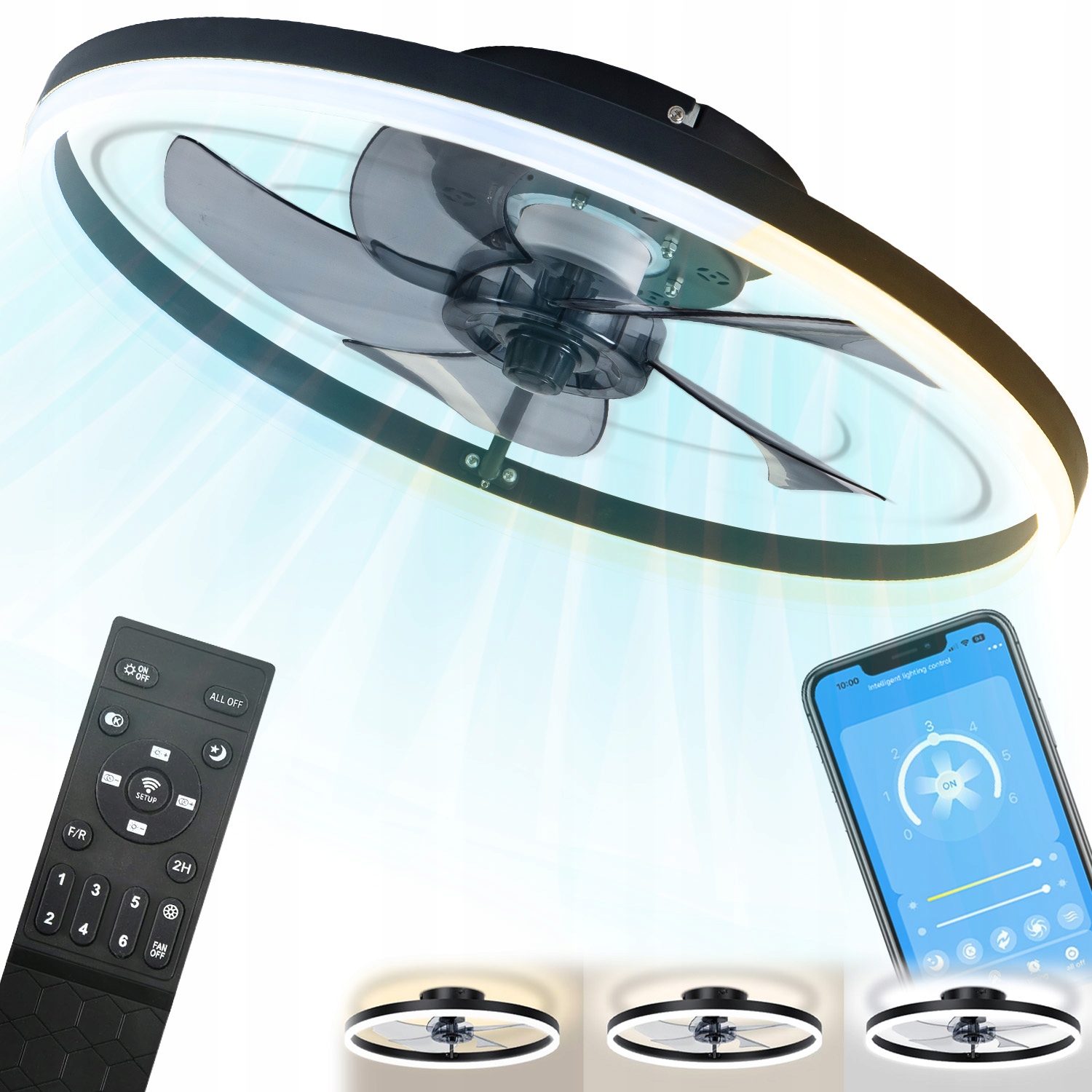 Stropná Lampa Závesná S Veterným Mlynom, Bluetooth Stropný Ventilátor
