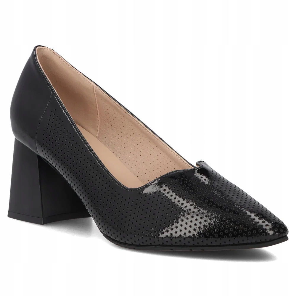 Skórzane czółenka na obcasie Filippo czarne r.38