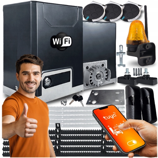 Zestaw Napęd Do Bramy Przesuwnej 600 Lampa listwy piloty Wifi Tuya Automat