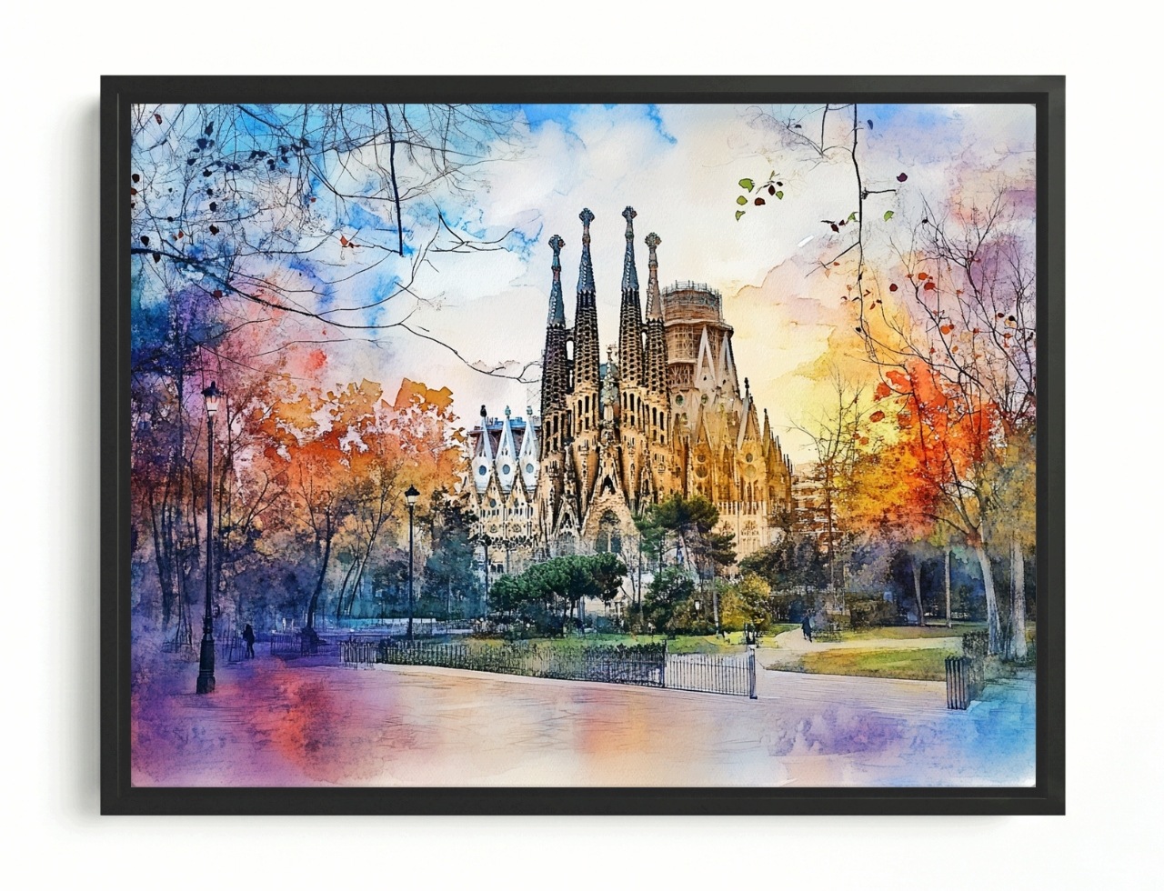 Obraz Rama American Box Mesto Barcelona Katedra Sagrada Familia 80x60