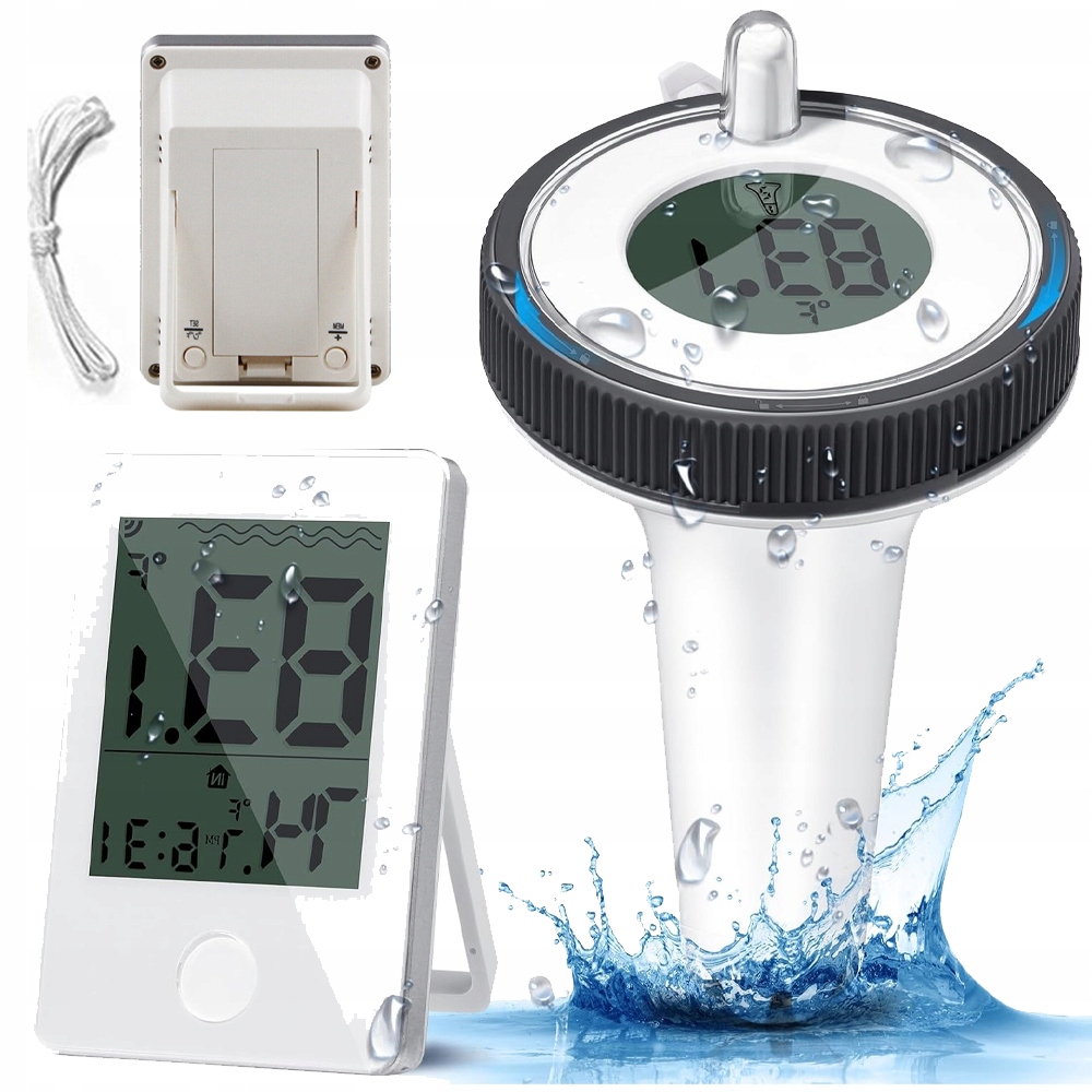 Bazénový Teploměr Vlhkoměr Hodiny Budík S LCD Displejem 2V1