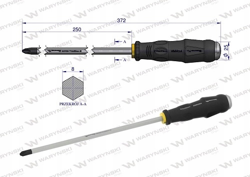 Wkrętak do pobijania PH3x250mm Waryński 25 lat EAN (GTIN) 3000000020180