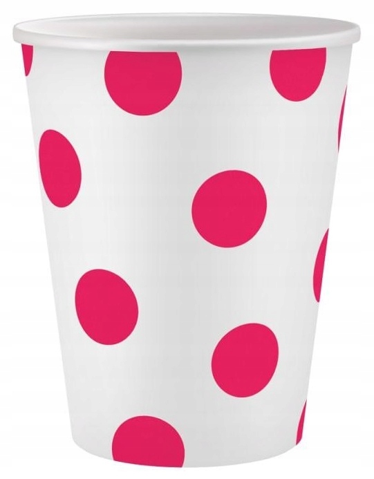 TALERZYKI KUBKI JEDNORAZOWE BIAŁE W ŻÓŁTE GROCHY GROSZKI NA URODZINY 12el. Marka Piniatowe Love