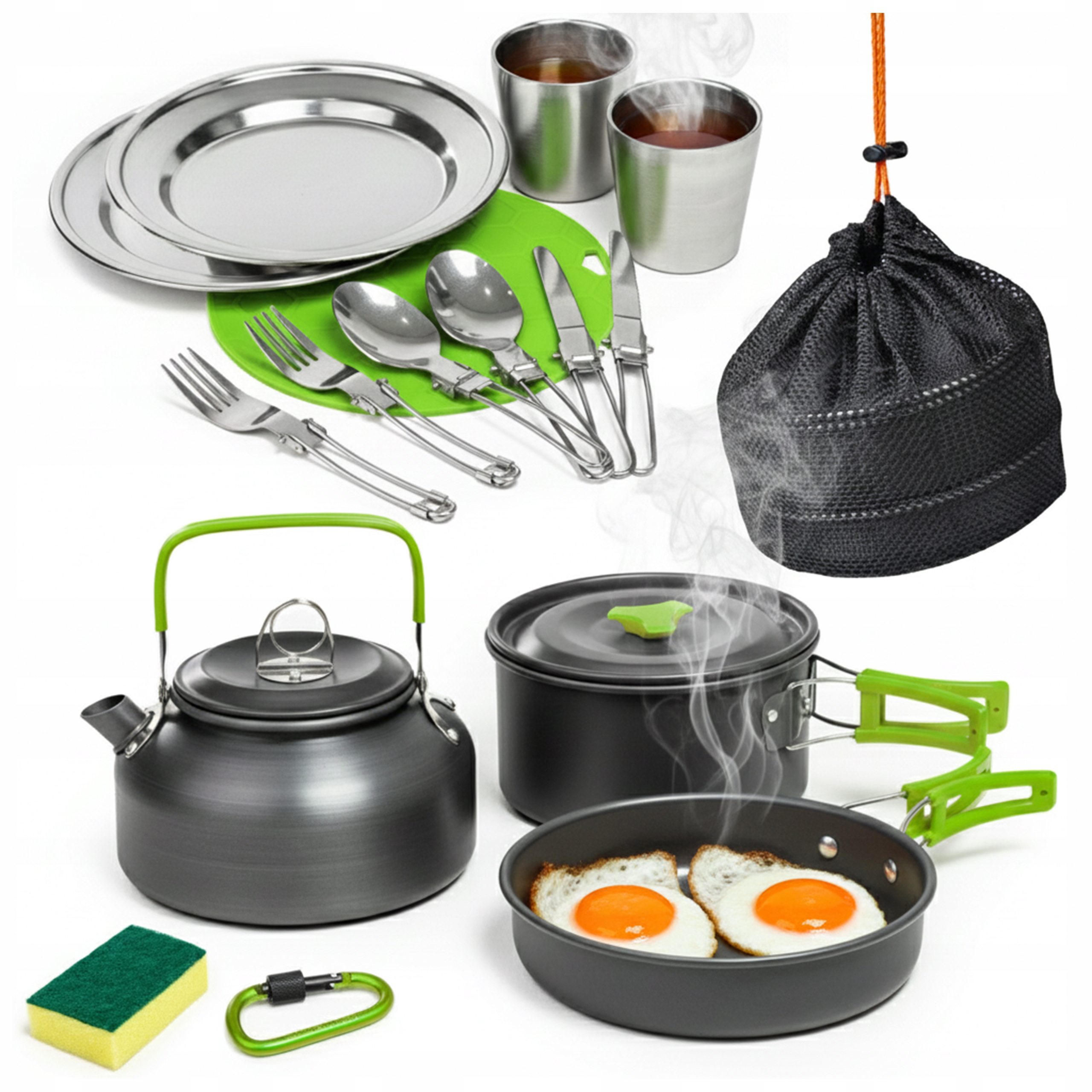 Zestaw Naczyń Turystycznych Garnków Składany Naczynia Turystyczne Zestaw XL