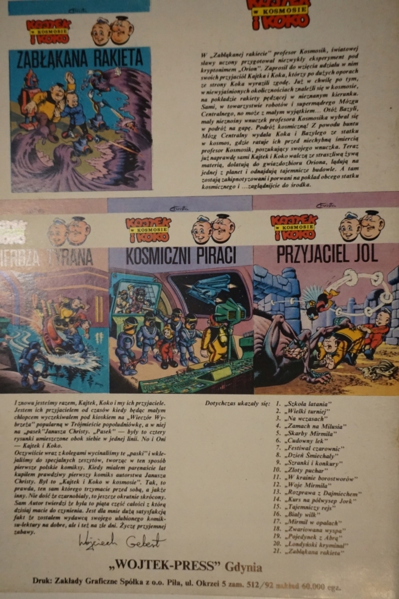 KAJTEK i KOKO w KOSMOSIE TWIERDZA TYRANA 1 / 92 Okładka miękka