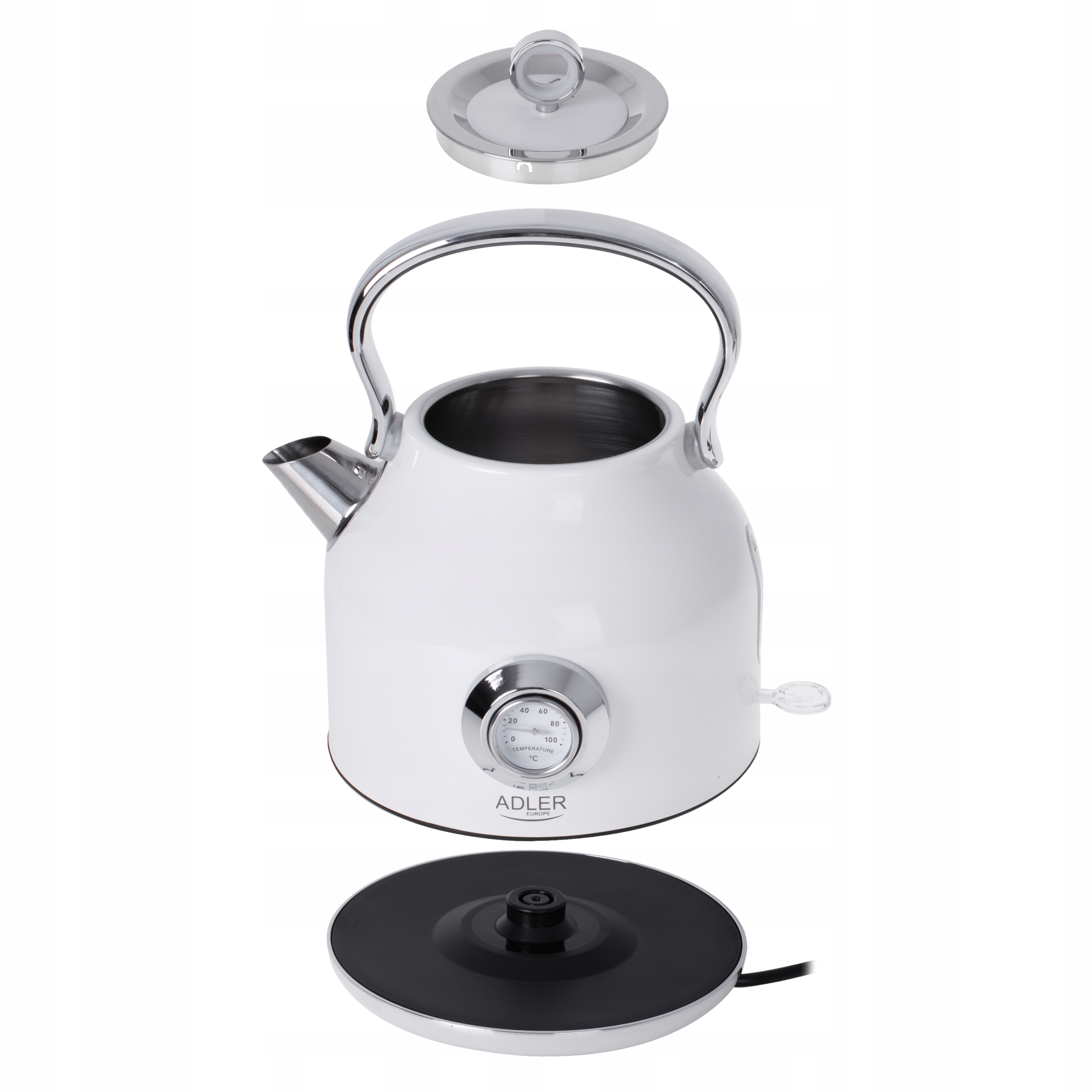 Czajnik Metalowy z Termometrem 1,7L STRIX Biały 2200W