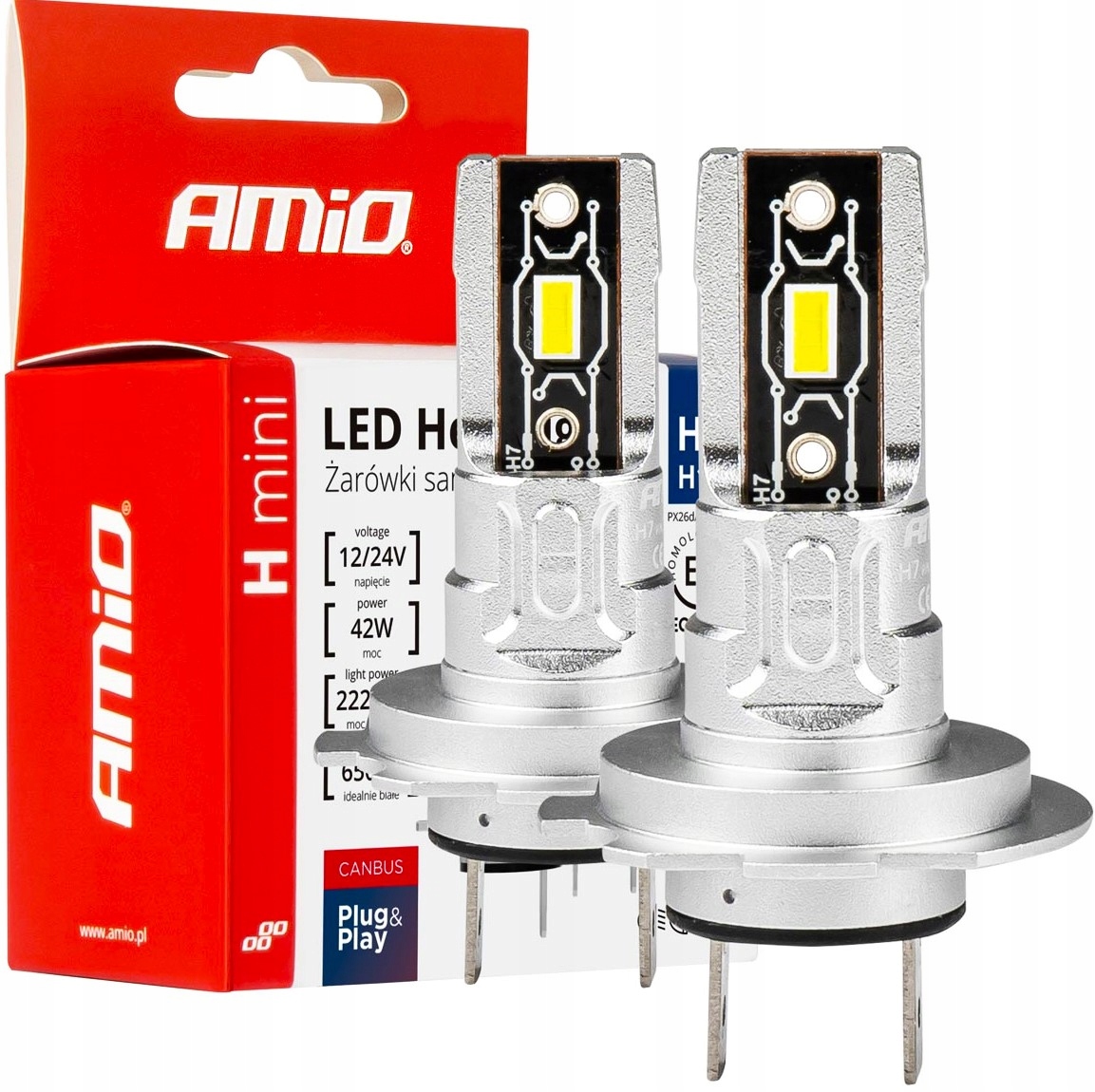 Żarówki Led H7 Białe 6500K Canbus 9-36V Rozmiar 1:1
