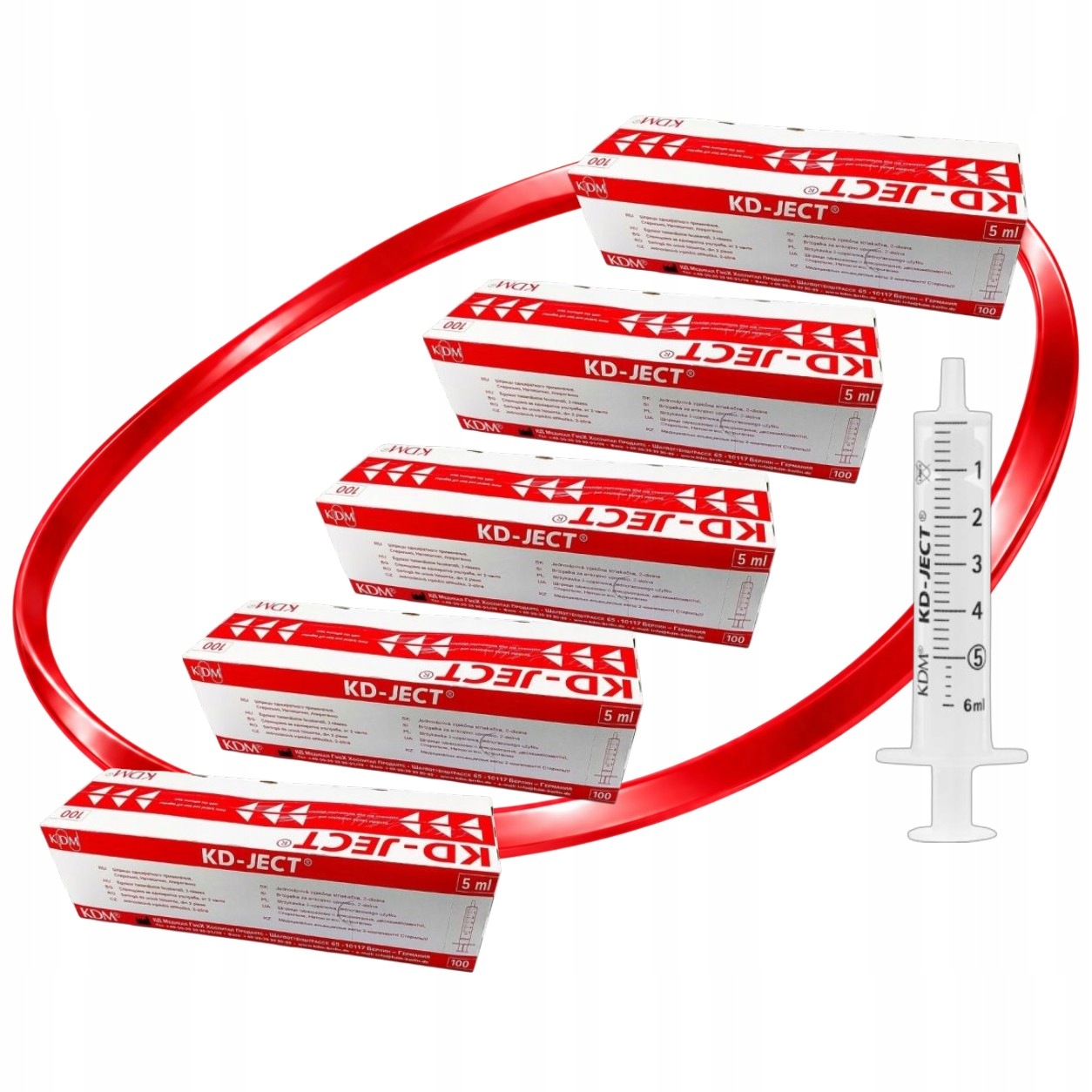 5xKDM Strzykawka Dwuczęściowa Kd-ject, Luer 5ML, 100 Szt