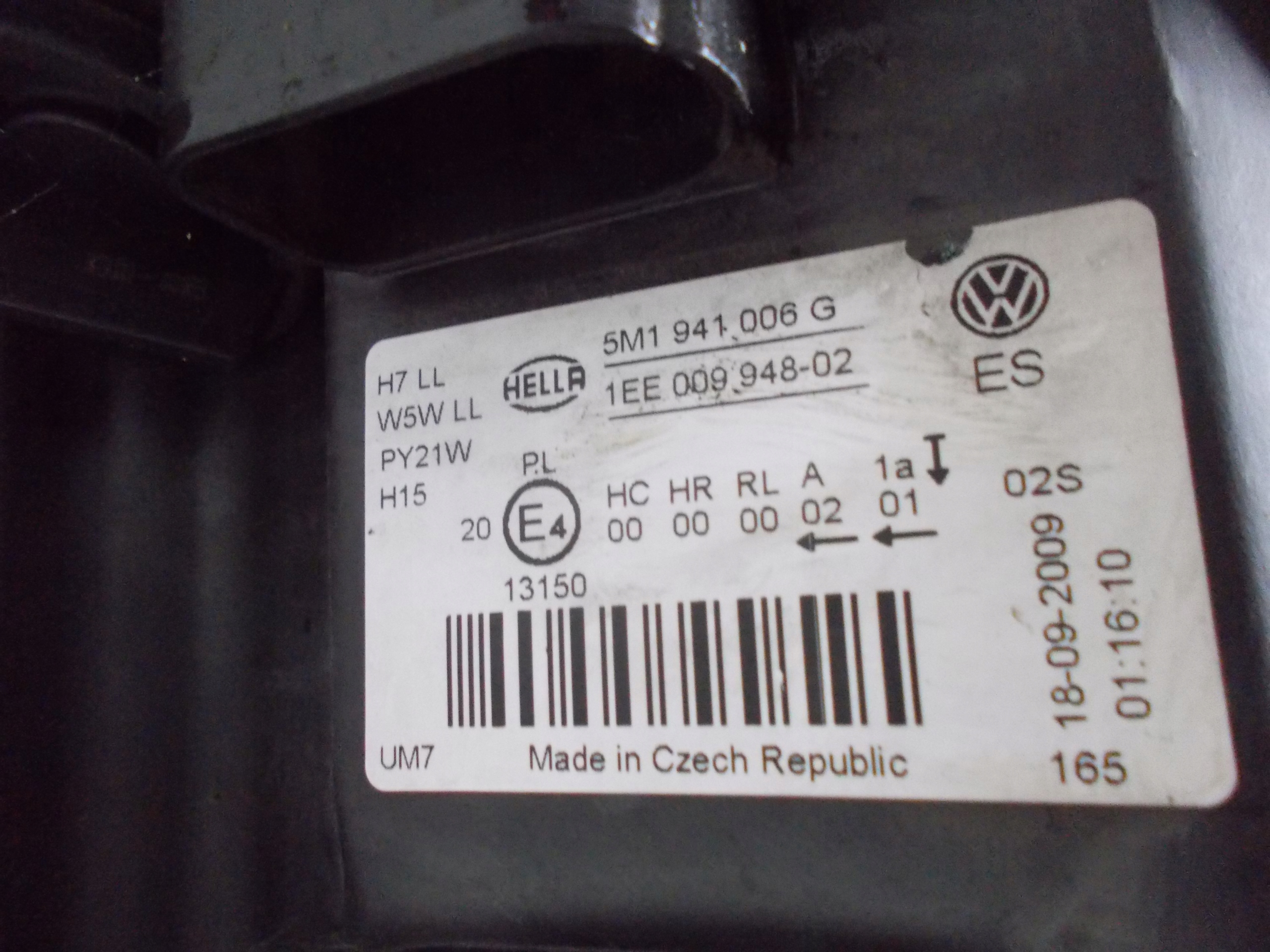 VW GOLF VI plus 1.6 TDI 09R light right front 5M1941006G EU