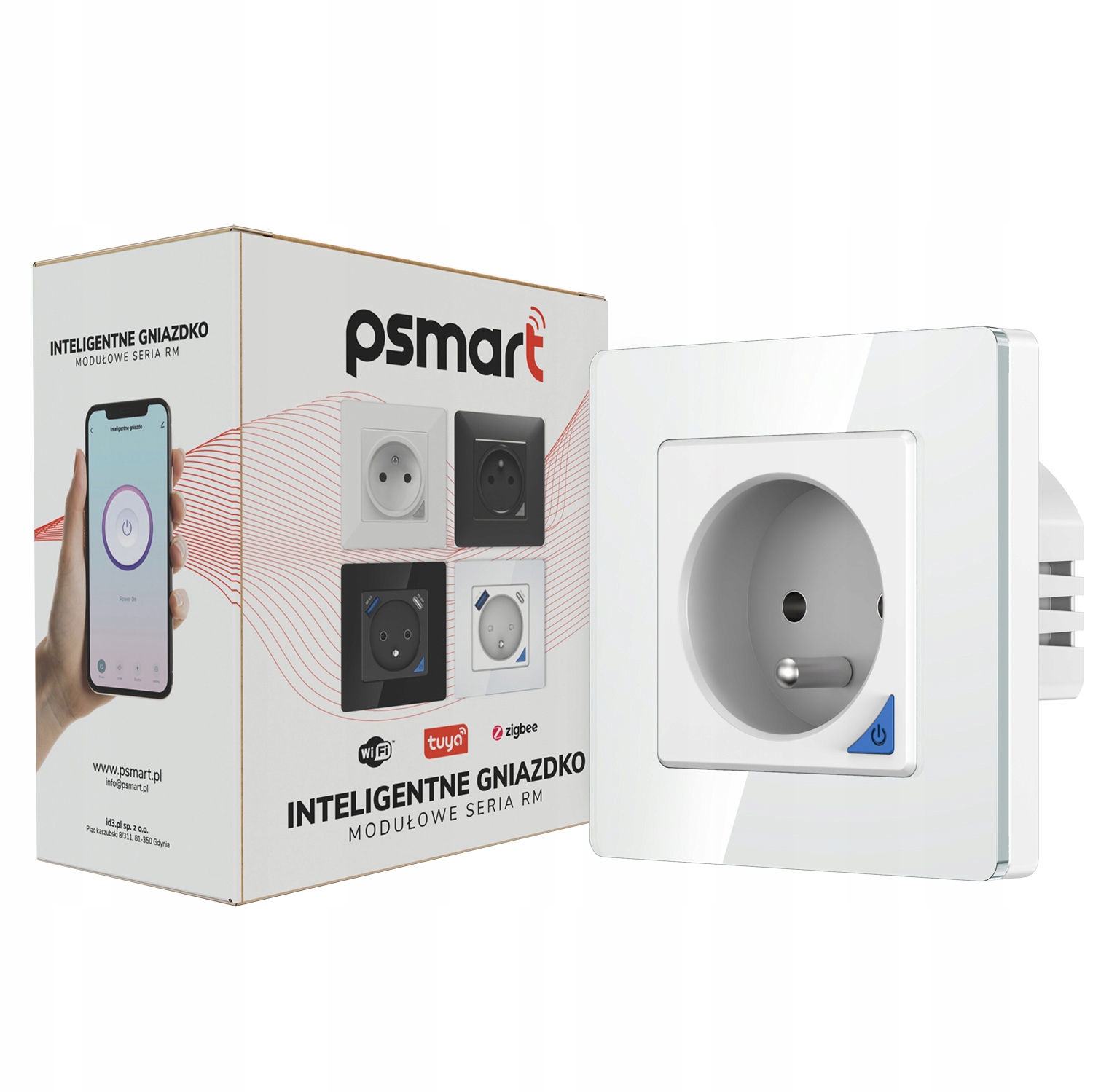 

Psmart Gniazdo pomiar szkło białe Rm ZigBee Tuya