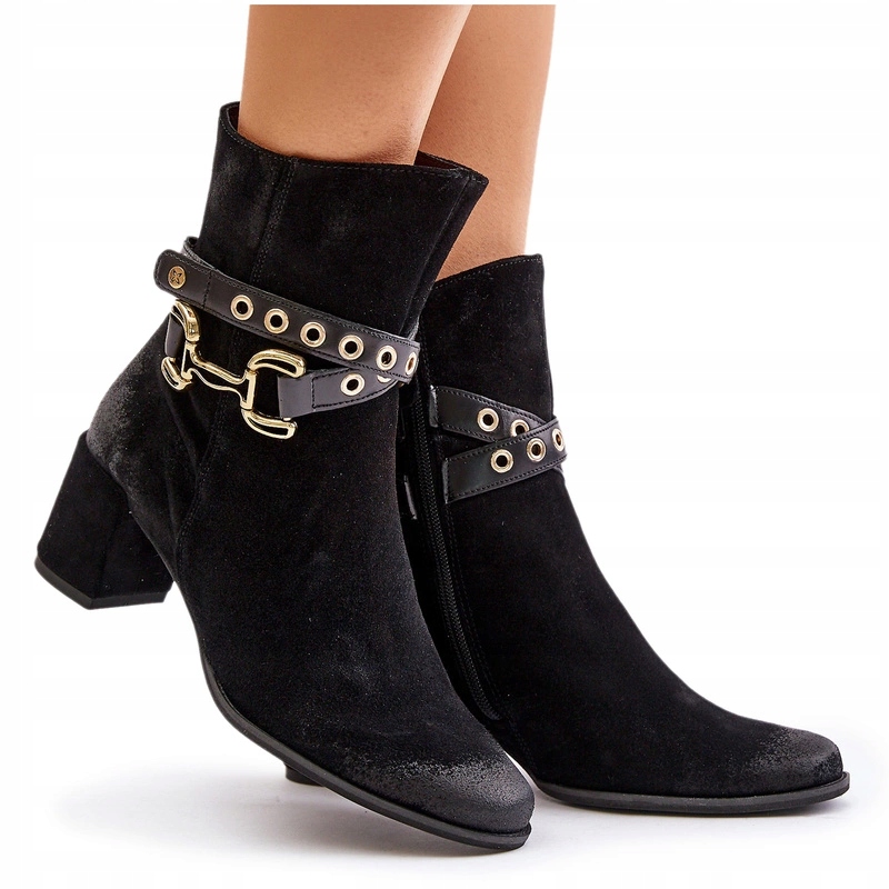 Kotníkové Boty Na Sloupku Ozdobný Pásek Maciejka 06679-01 Černé 38