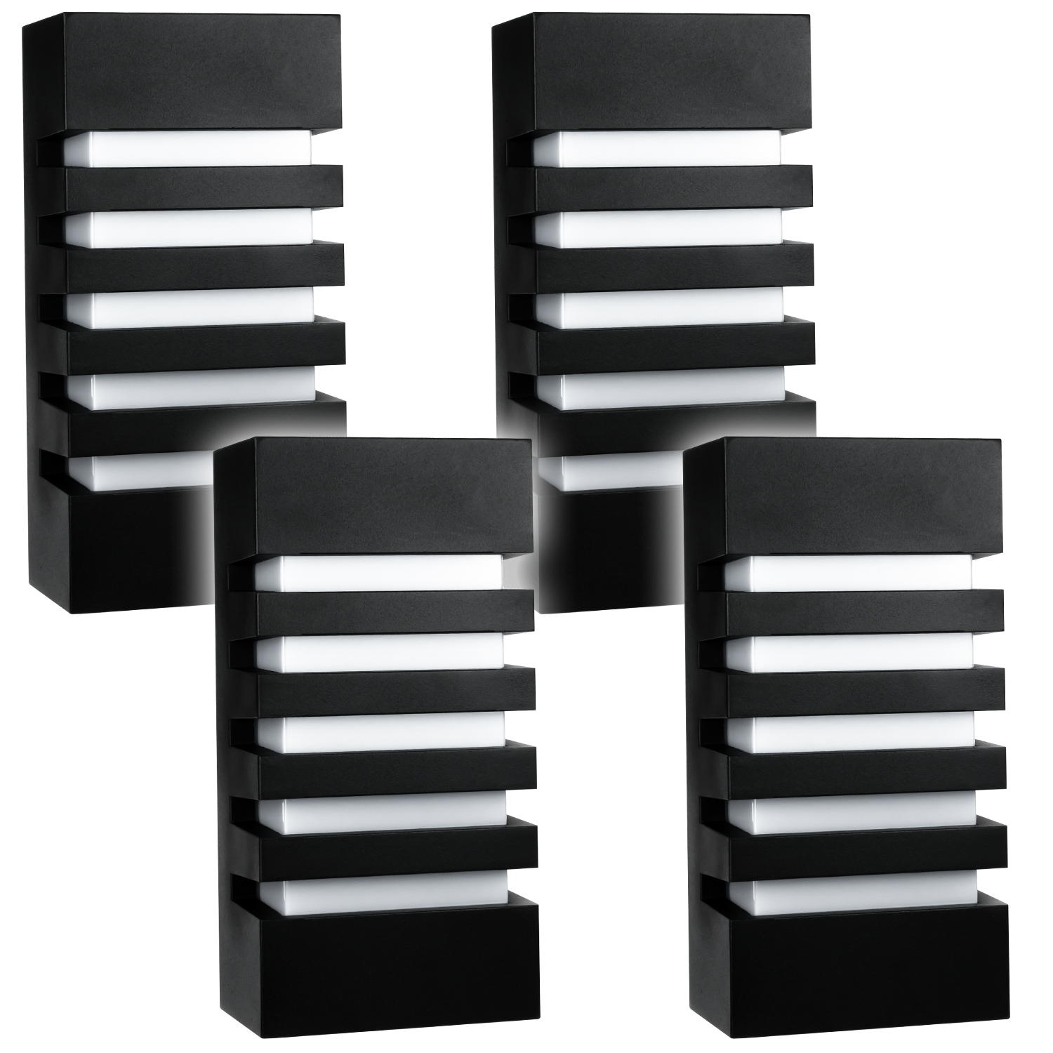 4x Černá Nástěnná Zahradní Fasádní Lampa IP55 Voděodolná Matná