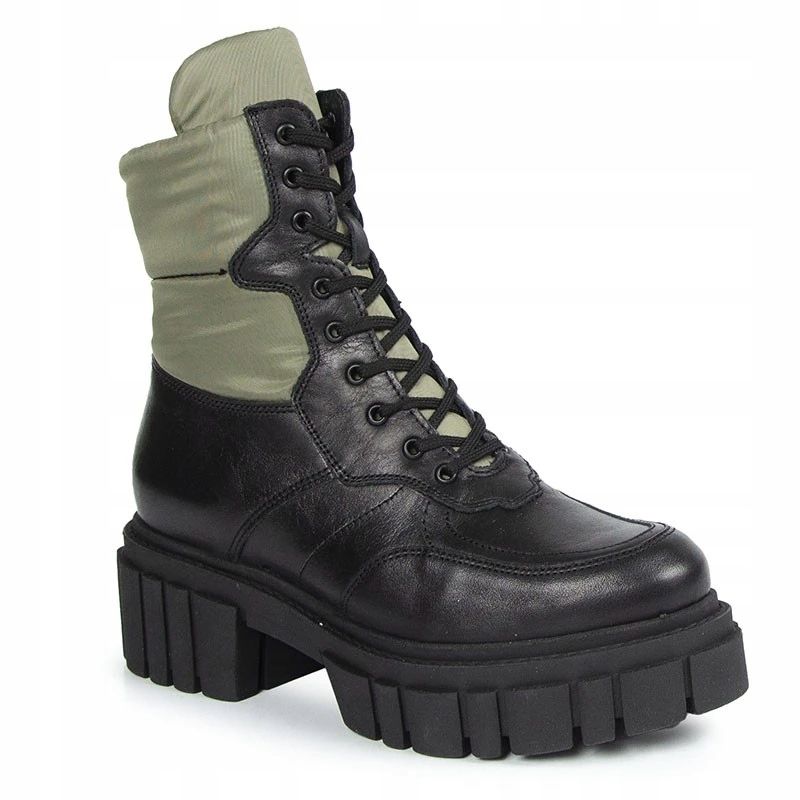 Simen 5237A Kotníkové Boty Workery Kůže Lico Černé Zelené 37