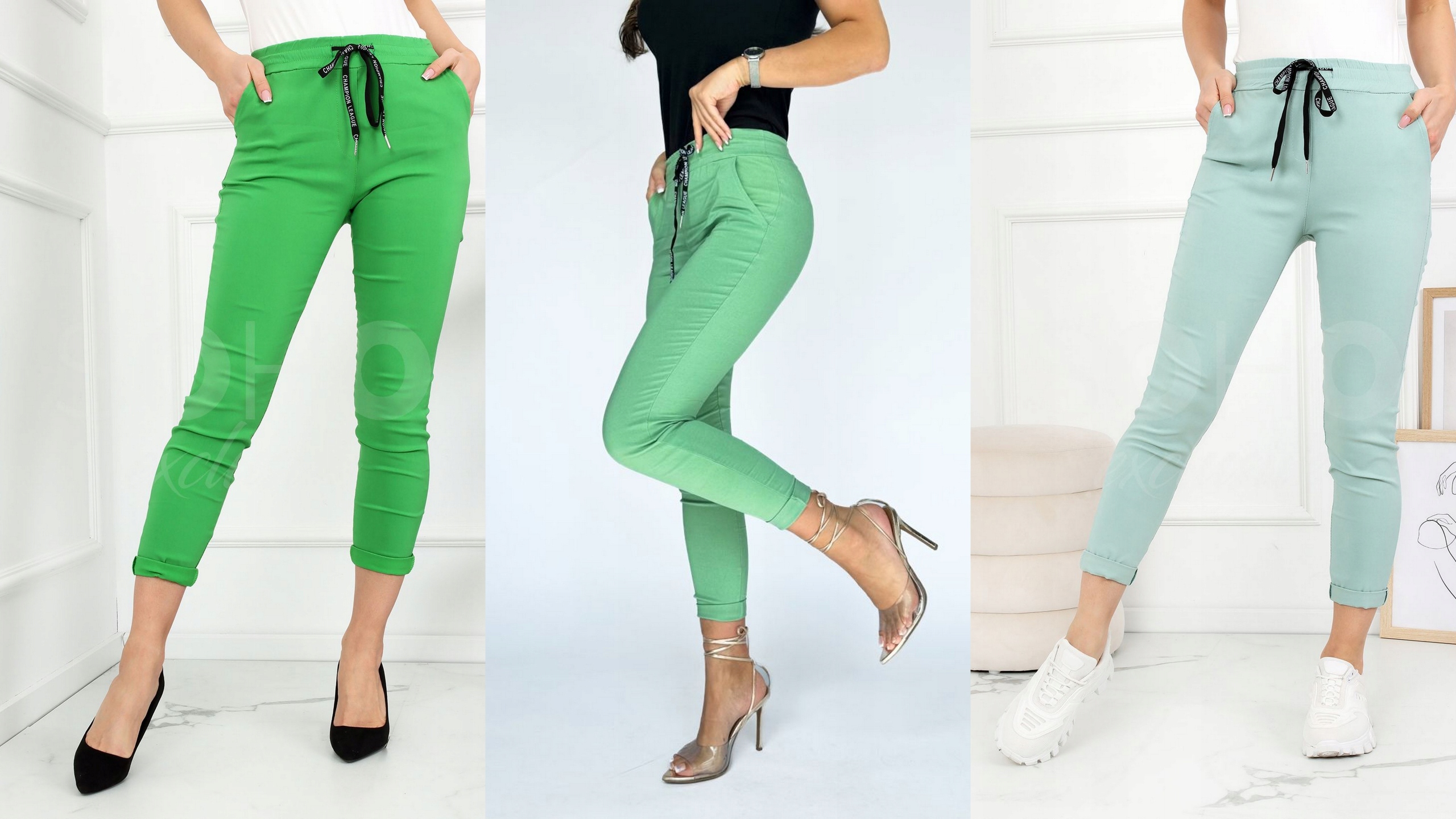 SPODNIE DAMSKIE RURKI CYGARETKI KLASYCZNE MODNE WYGODNE ELASTYCZNE 48 4XL Kolor wielokolorowy