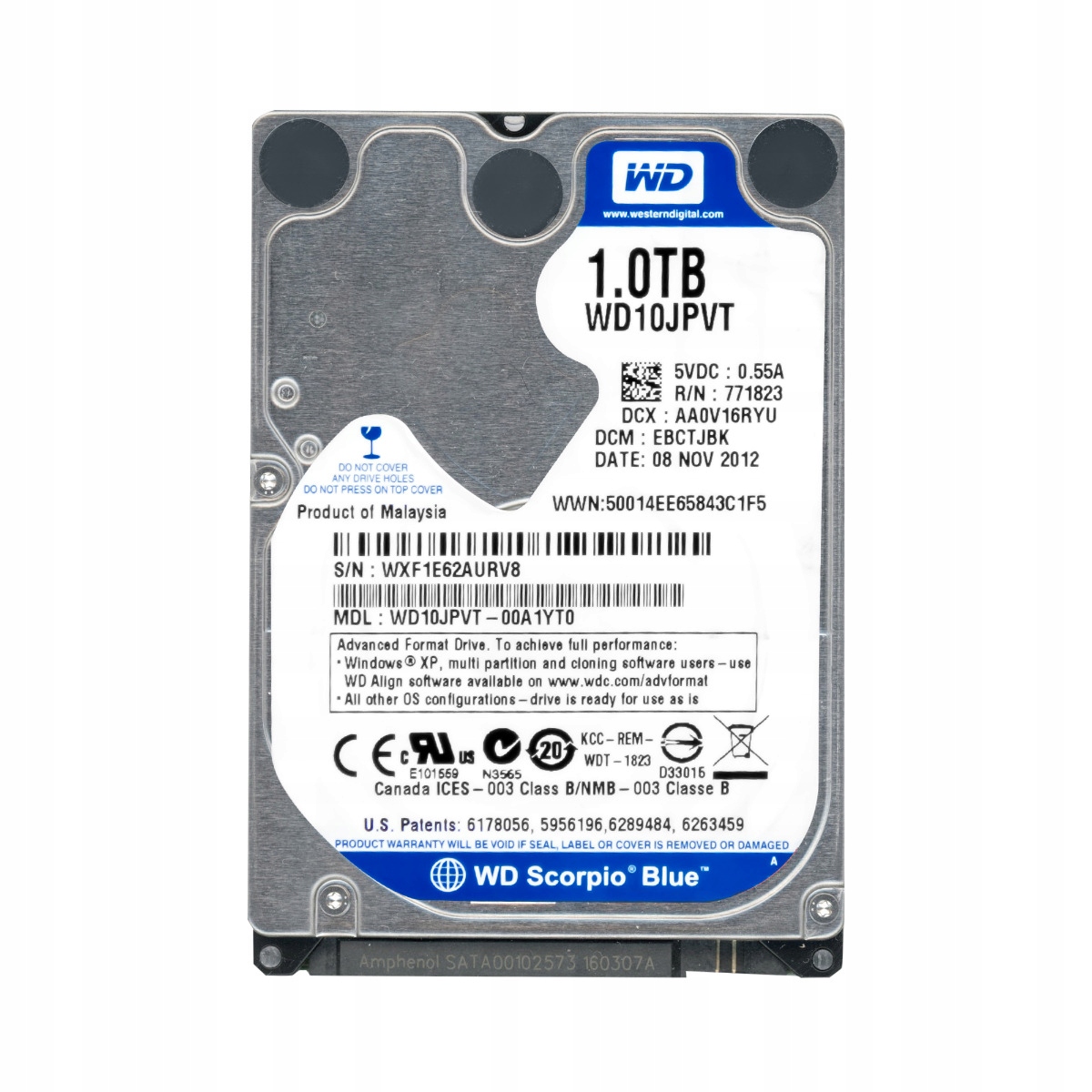 Wd Scorpio Blue 1TB 5.4K 8MB Sata II 2.5'' WD10JPVT