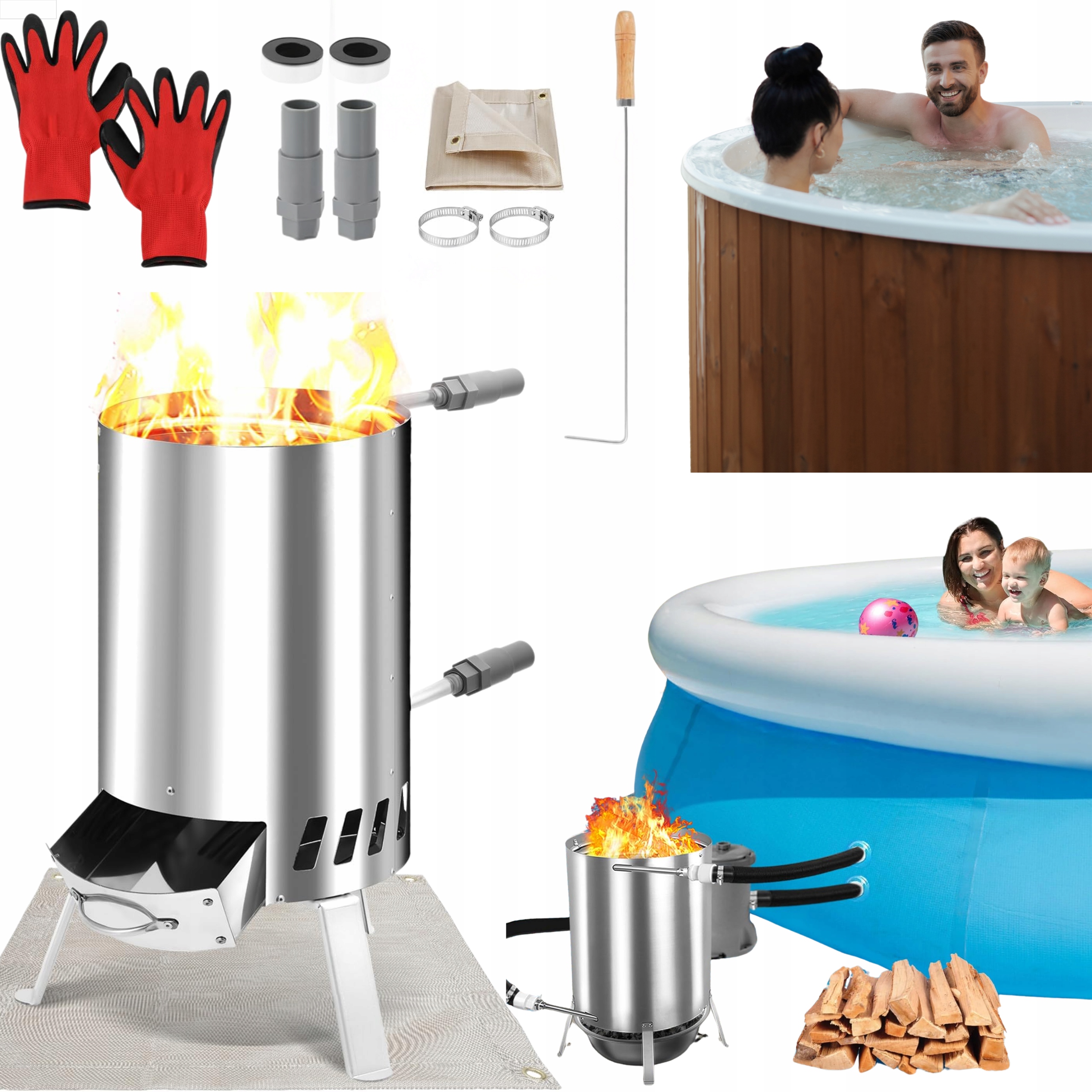 Ogrzewanie Basenu Z Ogniem Ogrzewacz Basenu Basenowy Zewnętrzny Ogrzewacz