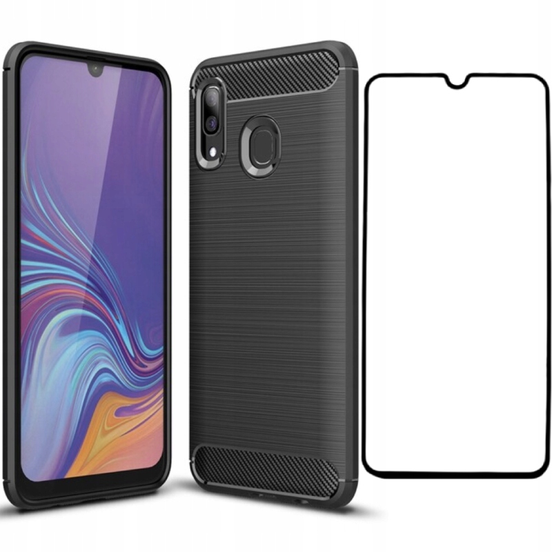 

Etui szkło do Galaxy A40 case pancerne Carbon