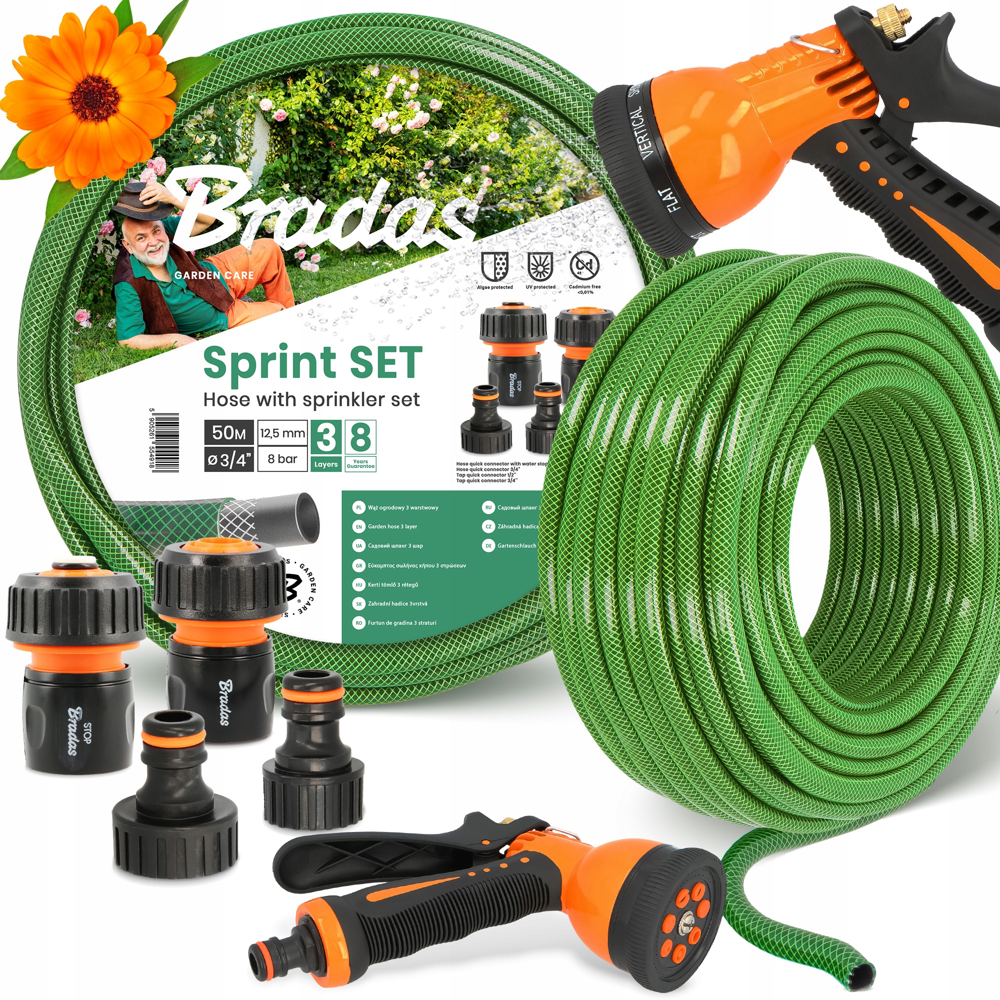 Záhradná Hadica 3/4 Vody Navíjacia Pružná 50 m Šlauf 3-VRSTVOVÁ Zalievacia Yo