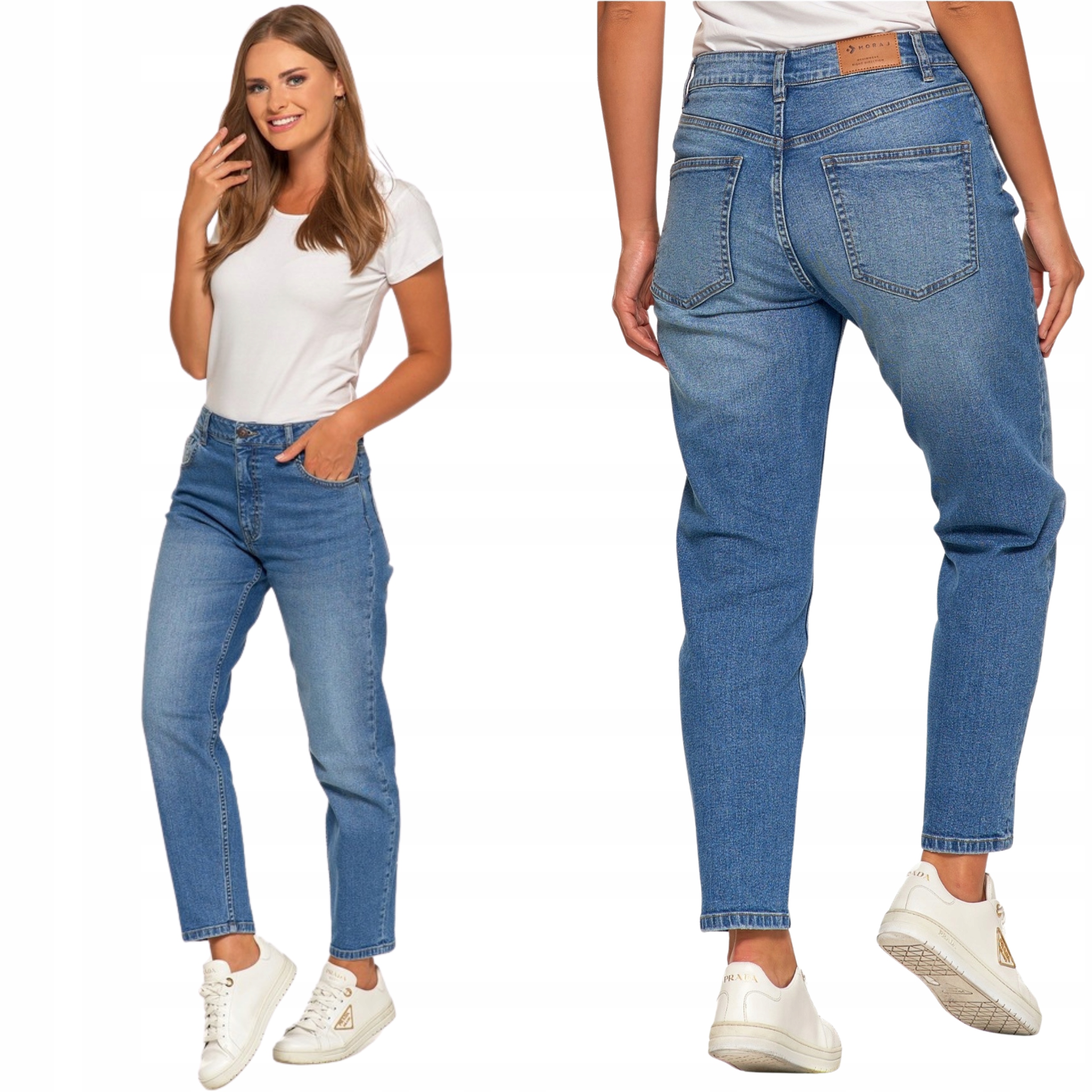 Spodnie Mom Fit Jeansy Damskie Klasyczne Mom Jeans Moraj Niebieskie 38