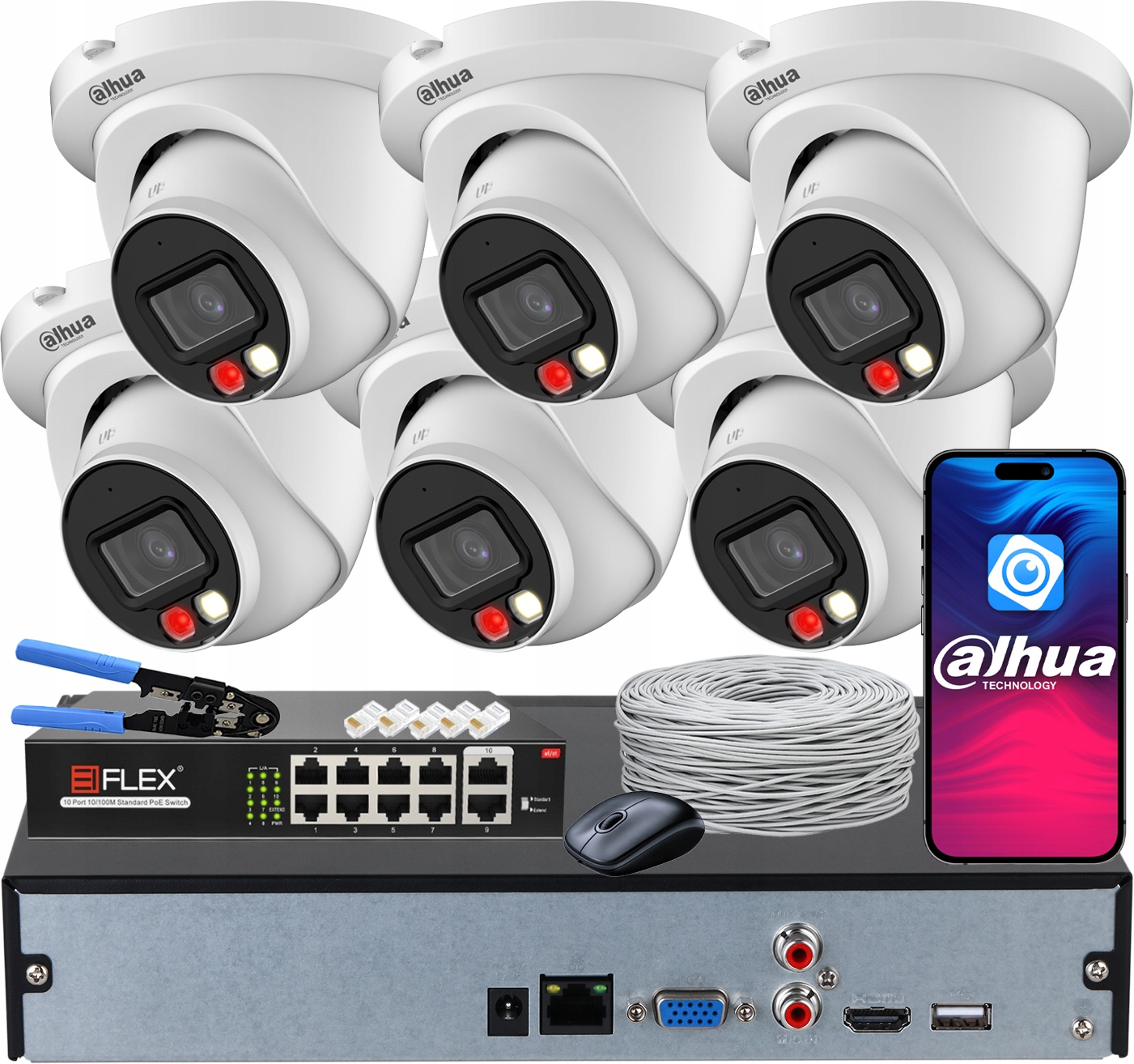 Sada Ip monitorování Dahua 6 kamer 8Mpx 4K IPC-HDW2849TM-S-IL-0280B PoE