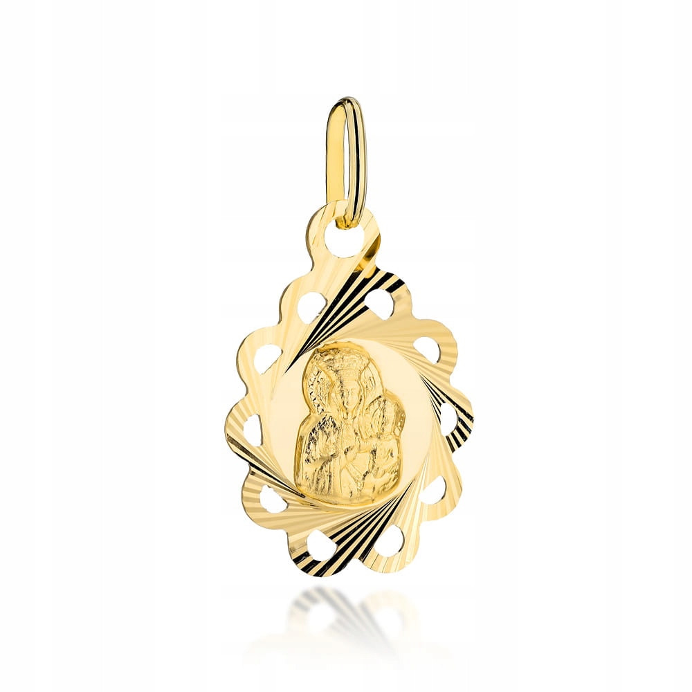 Zlatý medailon 585 14k Panna Maria Čenstochovská Květ 0.89g