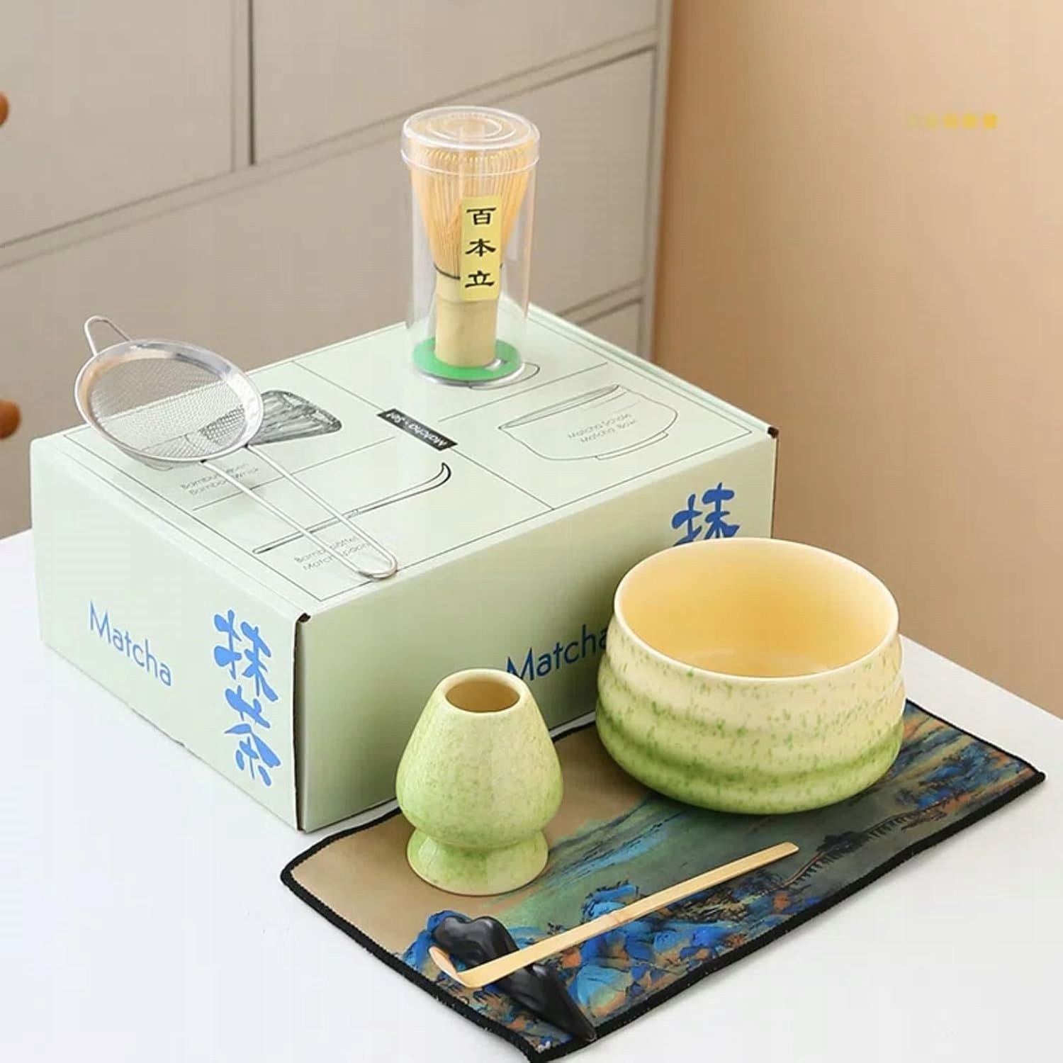 Levně Bambusová Sada Na Matchu S Miskou A Sítkem Pro Relaxaci