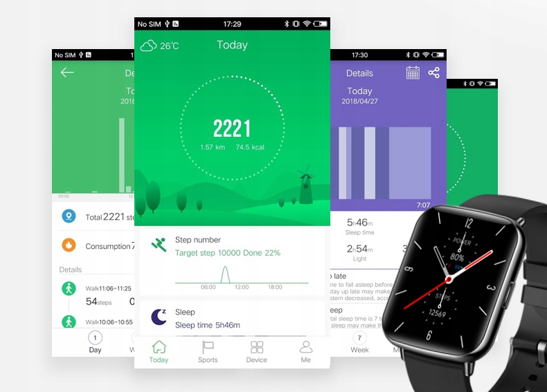 Smartwatch Bemi KIX2 czarny Transmisja danych brak