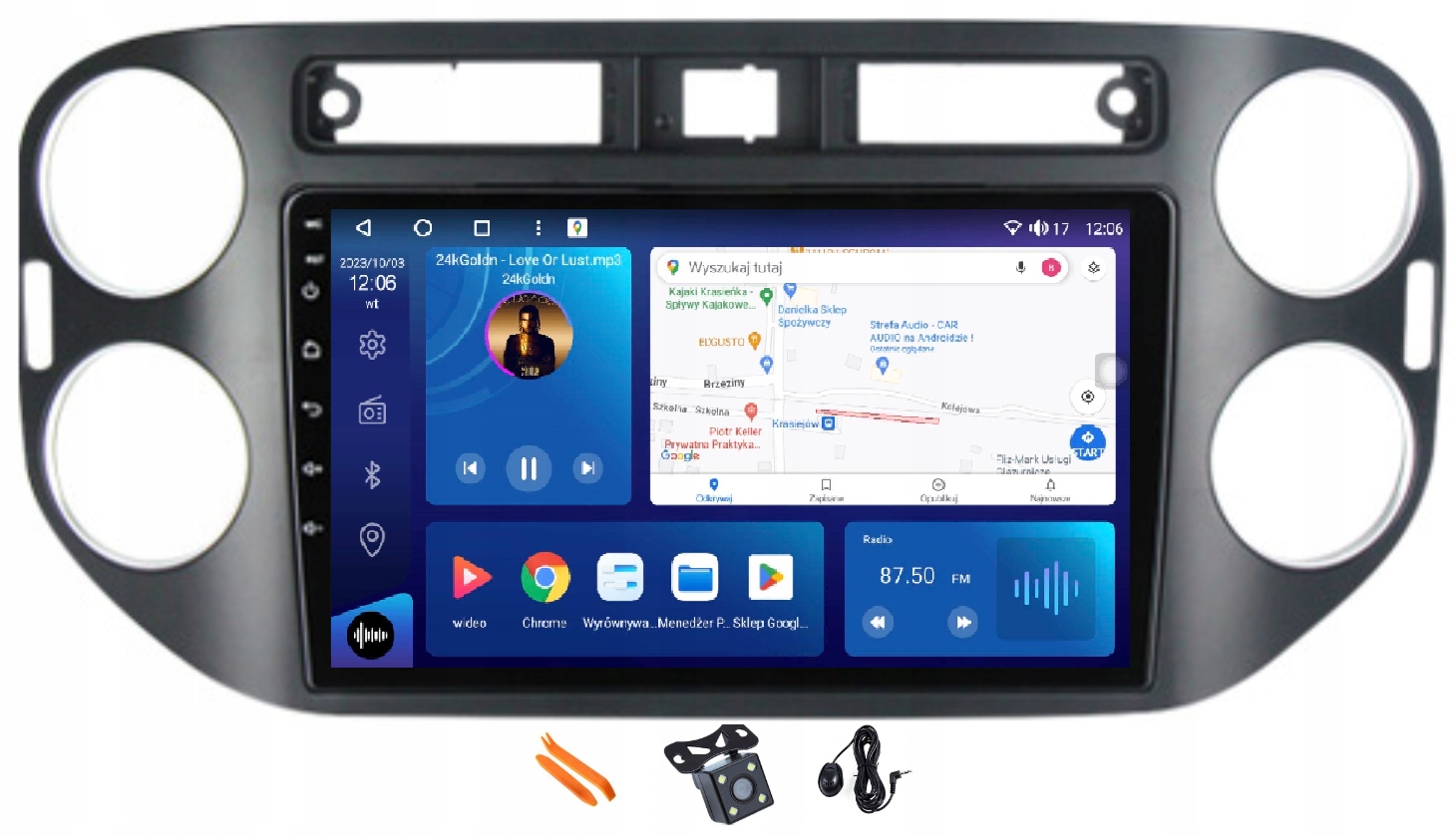 Radio Android Nawigacja Qled Carplay 128GB Lte Gps Dsp Vw Tiguan 1 I 06-16