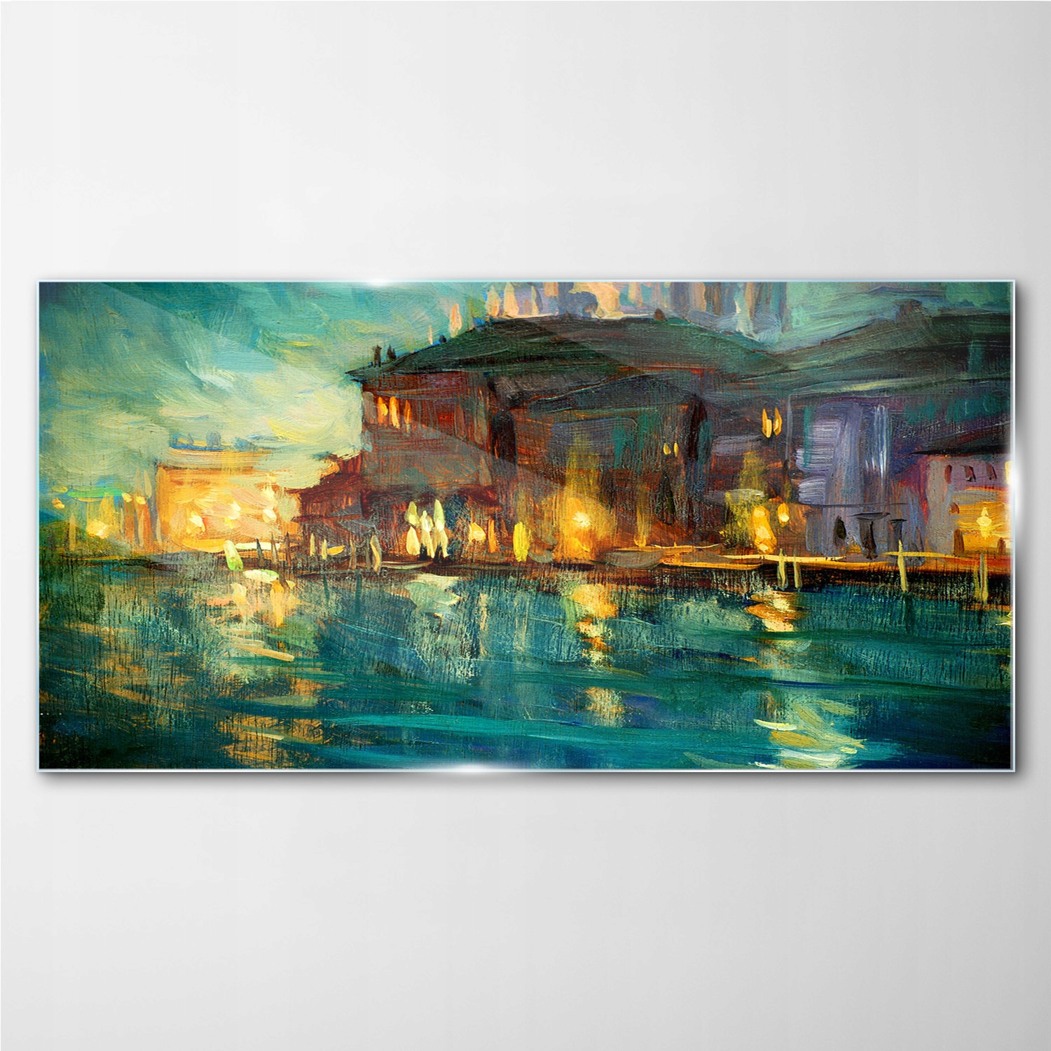 

Obraz szklany z nadrukiem Rzeka budynki 140x70 cm