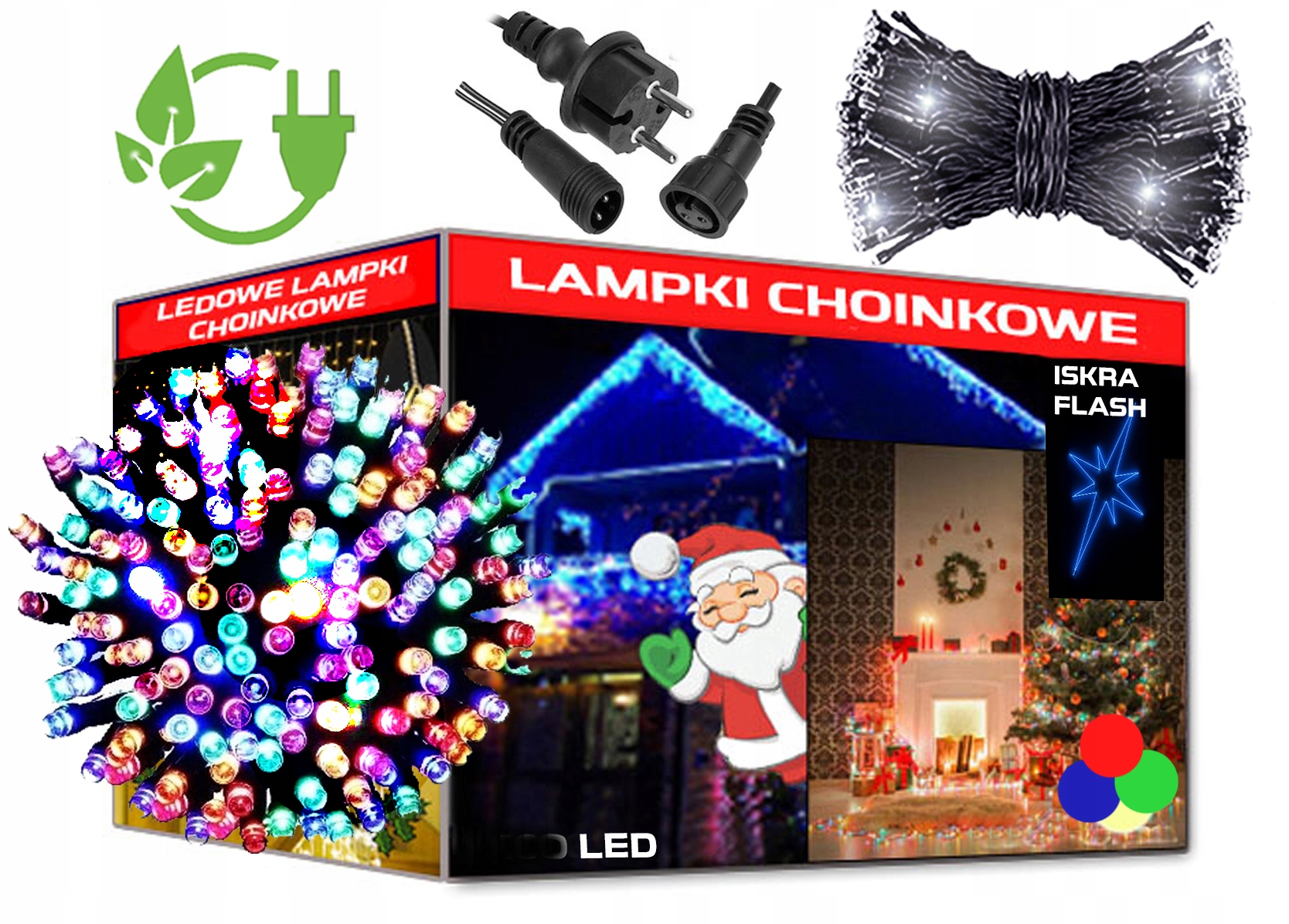 vánoční osvětlení na stromeček 300 Led Flash Multikolor na stromeček, svátky, blikající