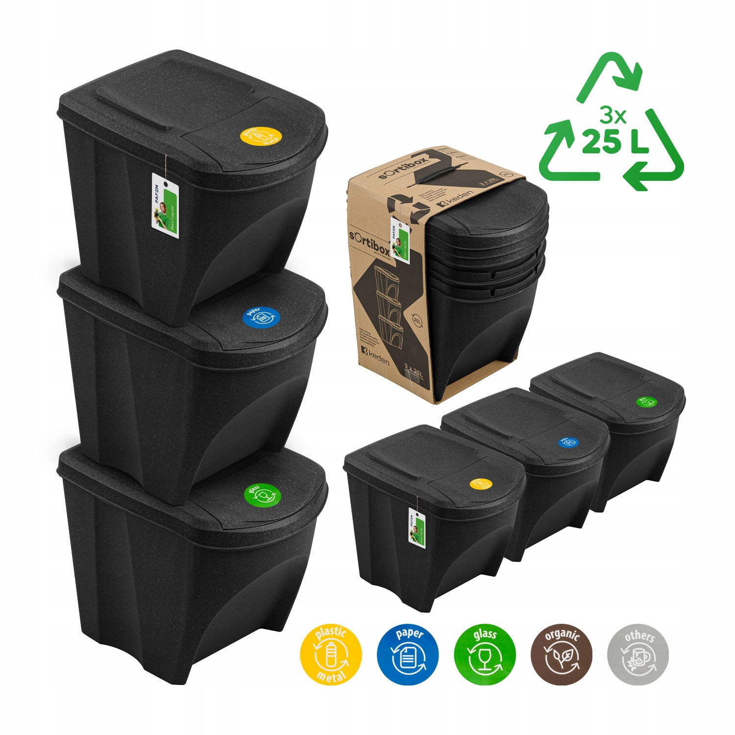Levně Koše na tříděný odpad 3X Sortibox Eco Wood