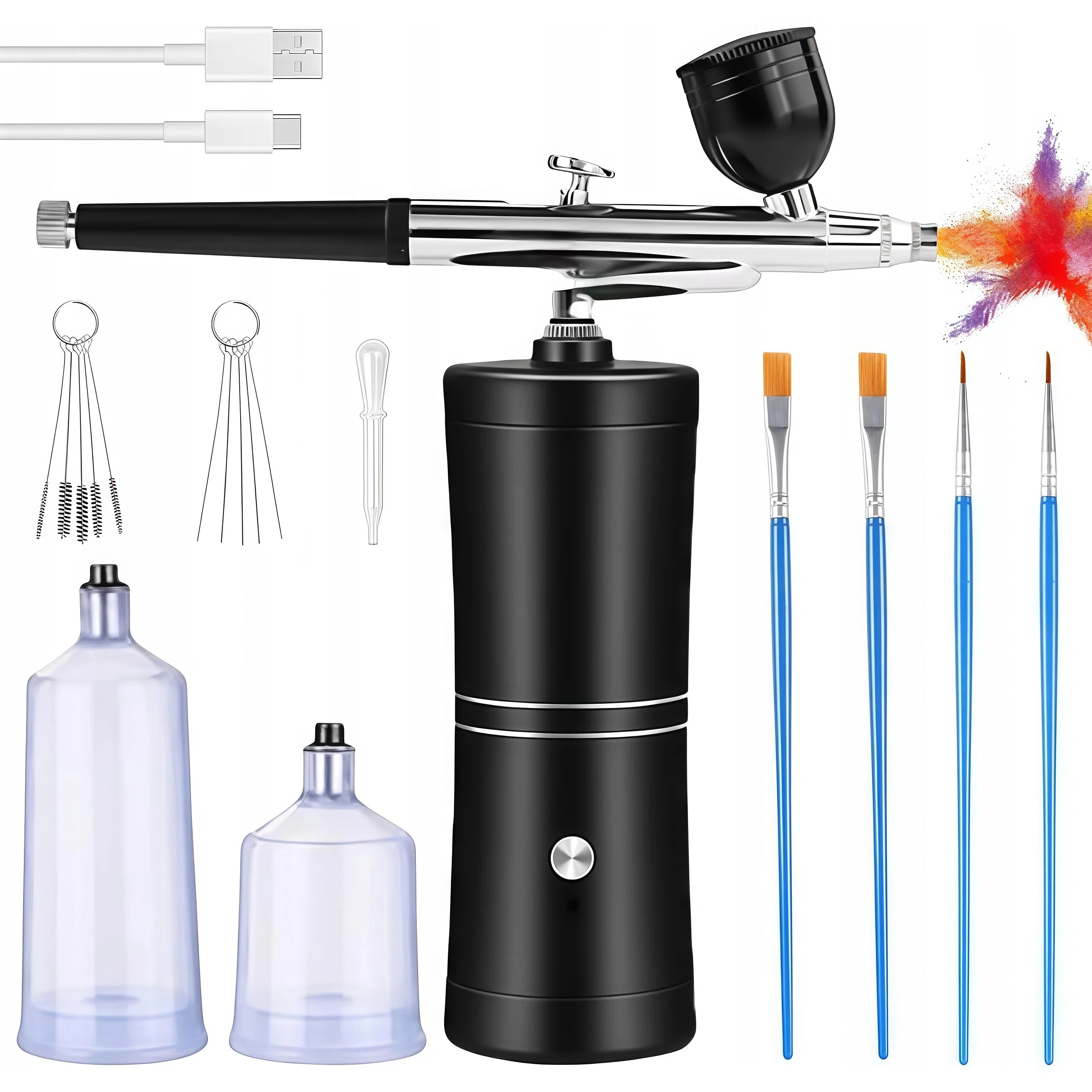 Mini Akumulátorový Bezdrátový Airbrush S Kompresorem Pro Vybarvování