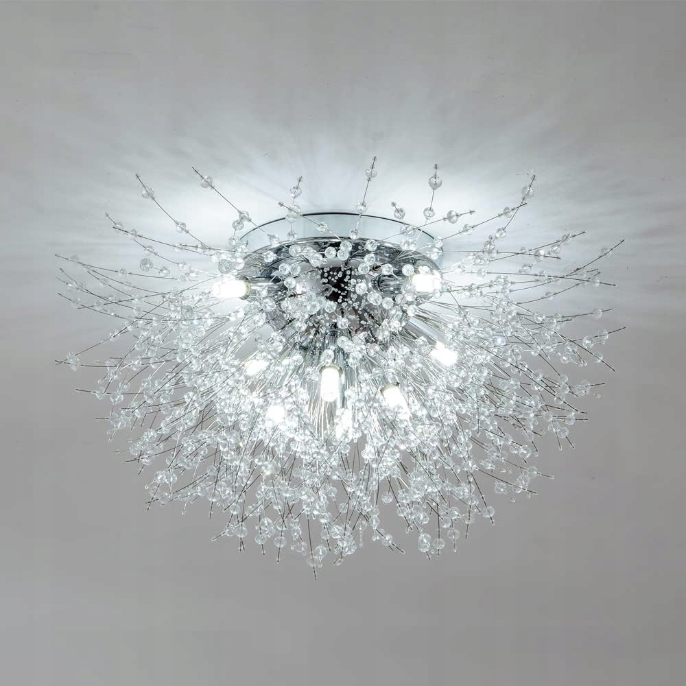 KRYSZTALOWY LAMPA SUFITOWA ŚCIEMNIALNA CHROM G9