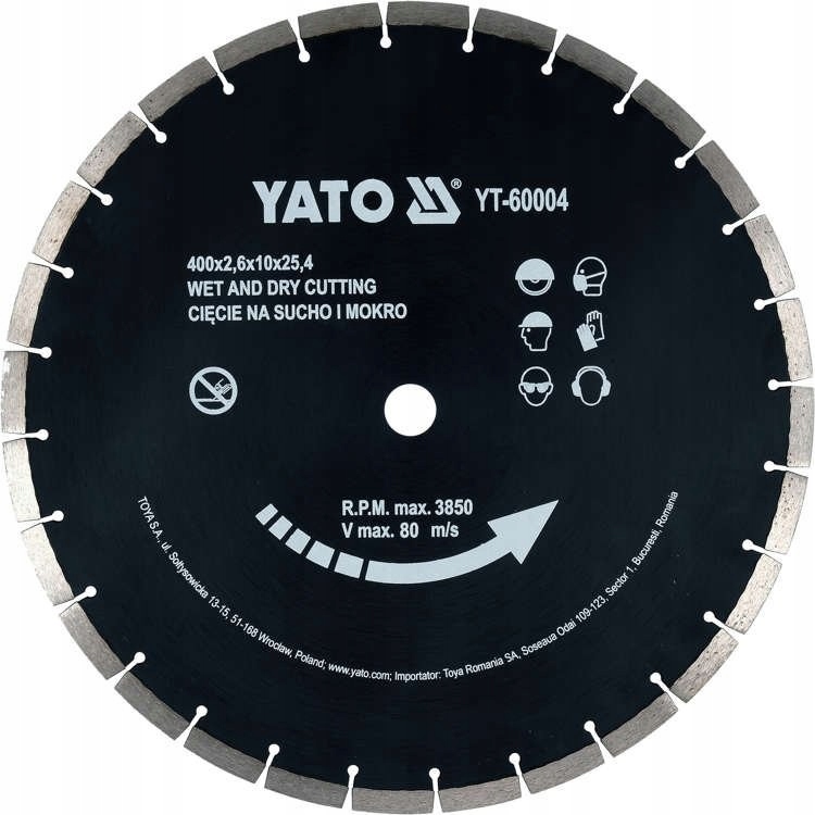 Tarcza diamentowa do betonu 400x25,4mm na sucho i mokro