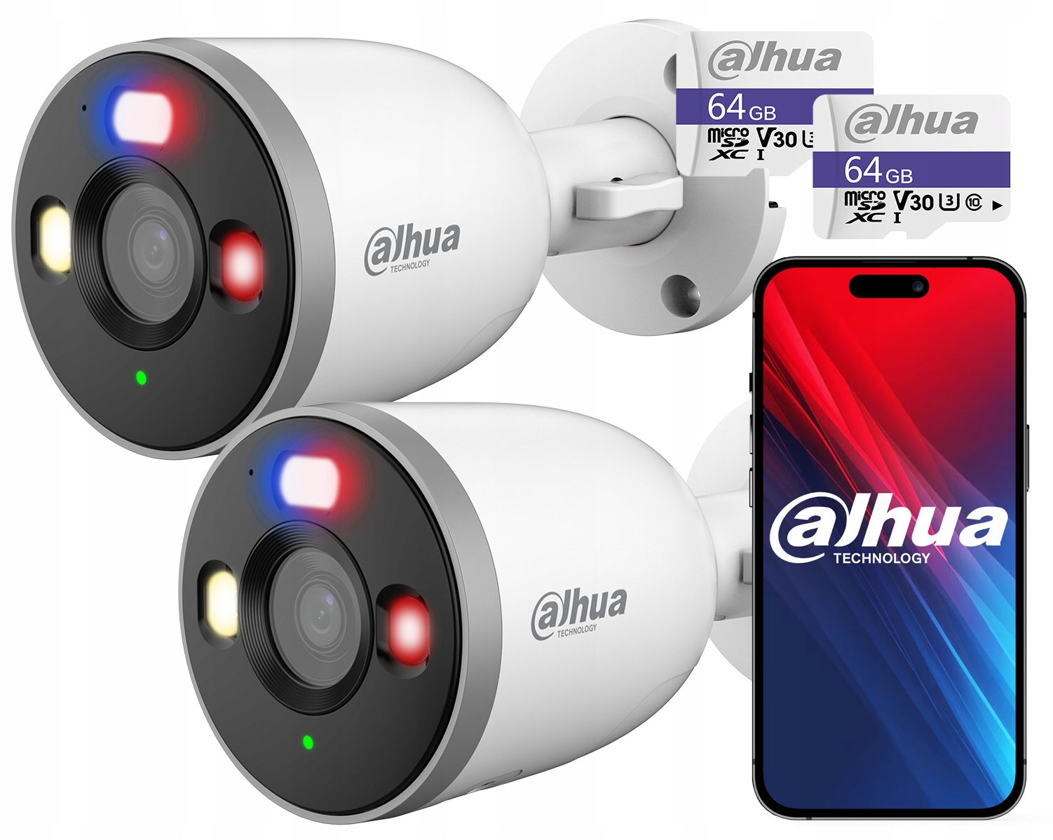 Kamera 2x 5MPx Dahua F5D-PV Detekcia Ai Aktívne odpudzovanie Sd slot 64 Gb