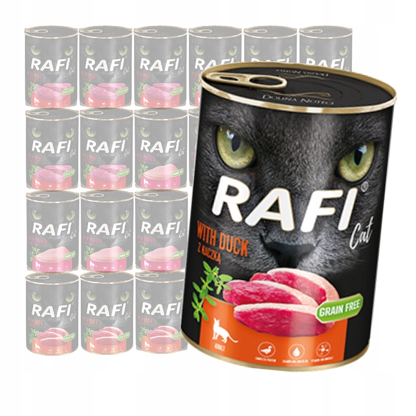 Levně Rafi Cat Adult Vlhké Krmivo Pro Kočky MIX Chutí 24x400g Kachna Krůta Telecí Maso