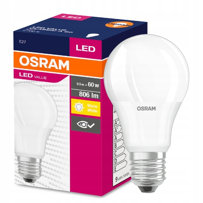 

Osram żarówka Led Value 8.5W 60W E27 2700K