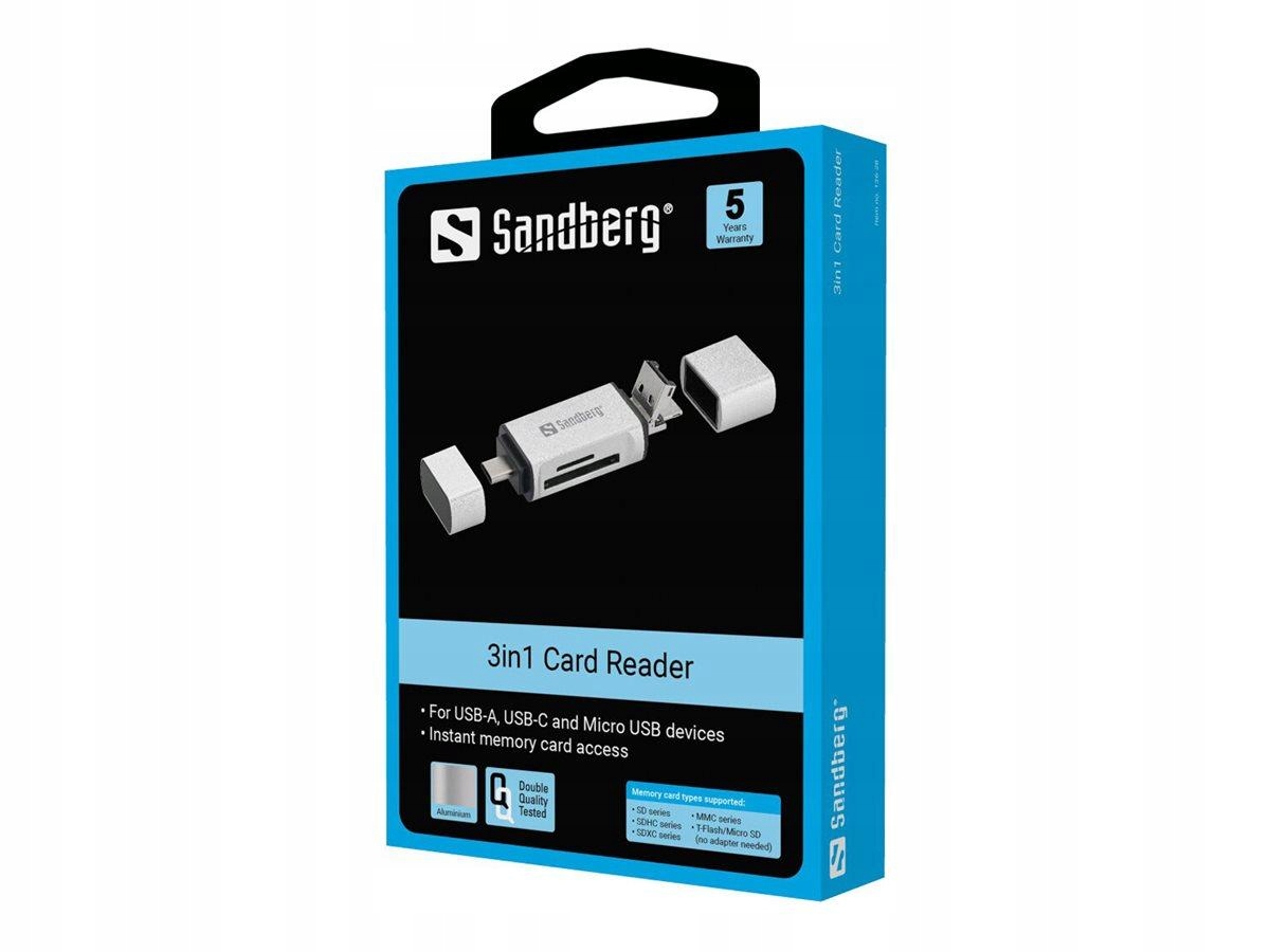 Sandberg Card Reader USB-C+USB+MicroUSB