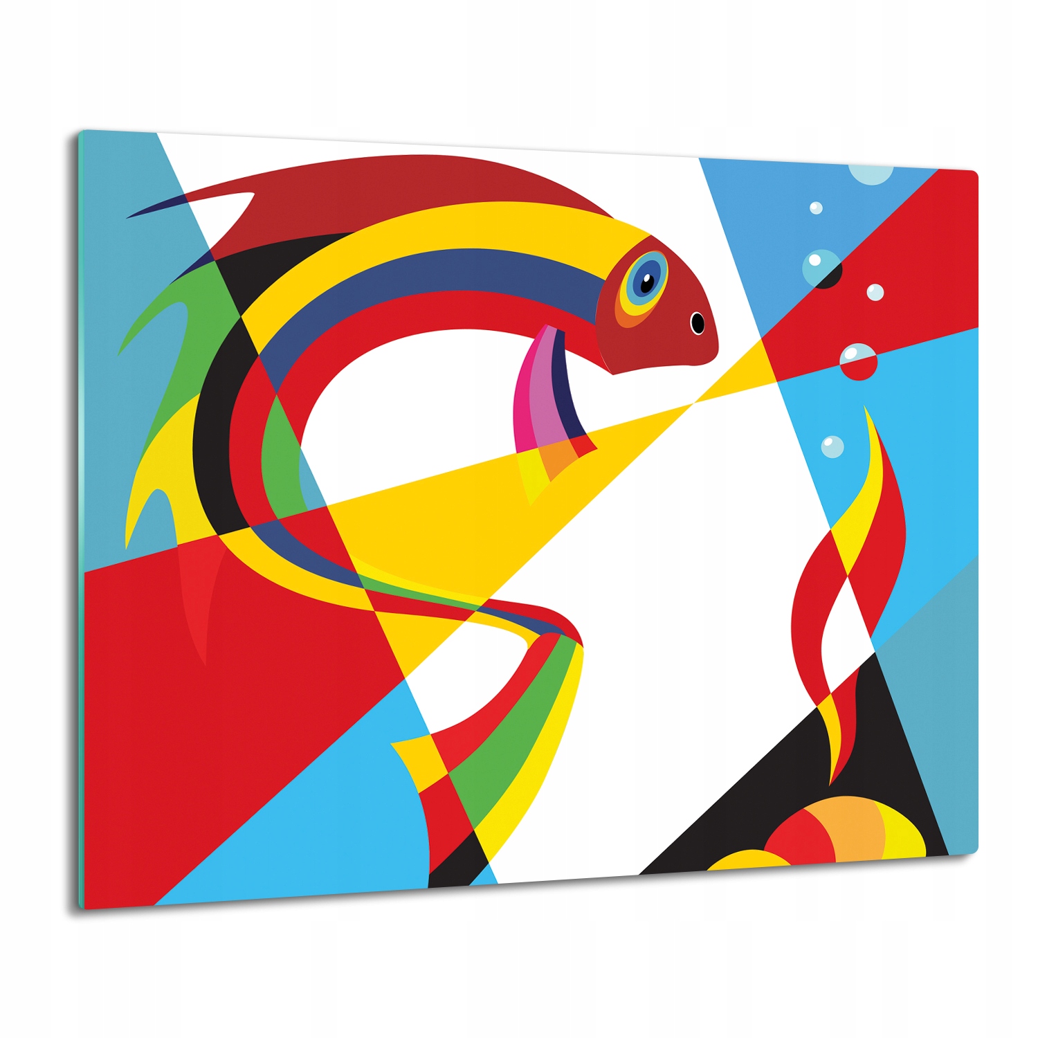 

z foto osłonka szklana Ryba styl pop art 60x52