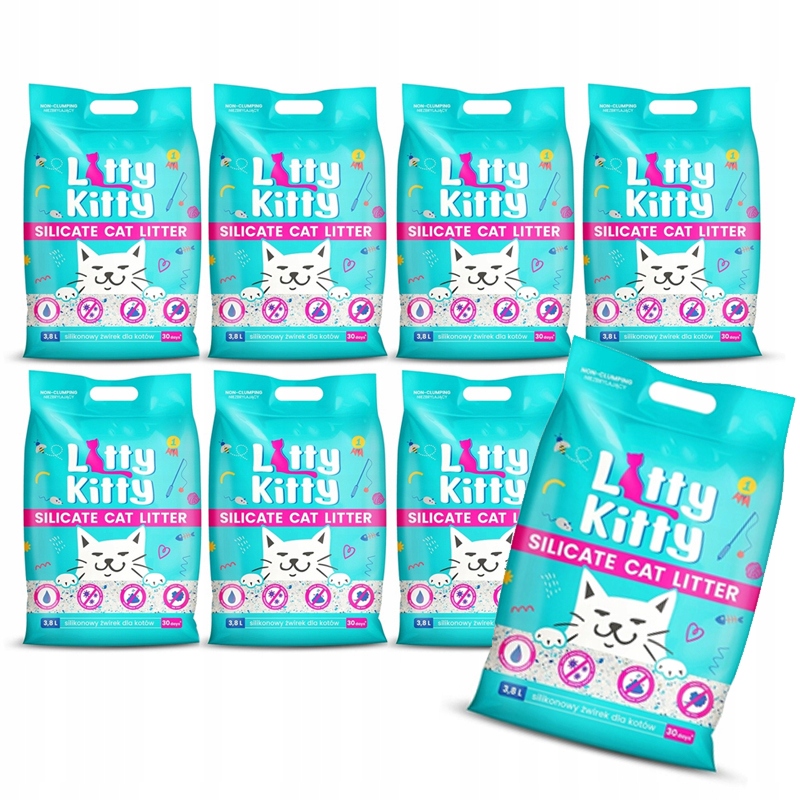Litty Kitty Silikonové stelivo pro kočky Bez Zápachu 8x3,8 l